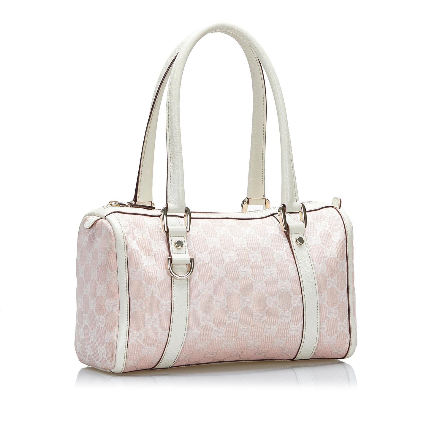Gucci GG Abbey Boston SHG-6sXYD1 Canvas Calf White Pink Satchel Bag