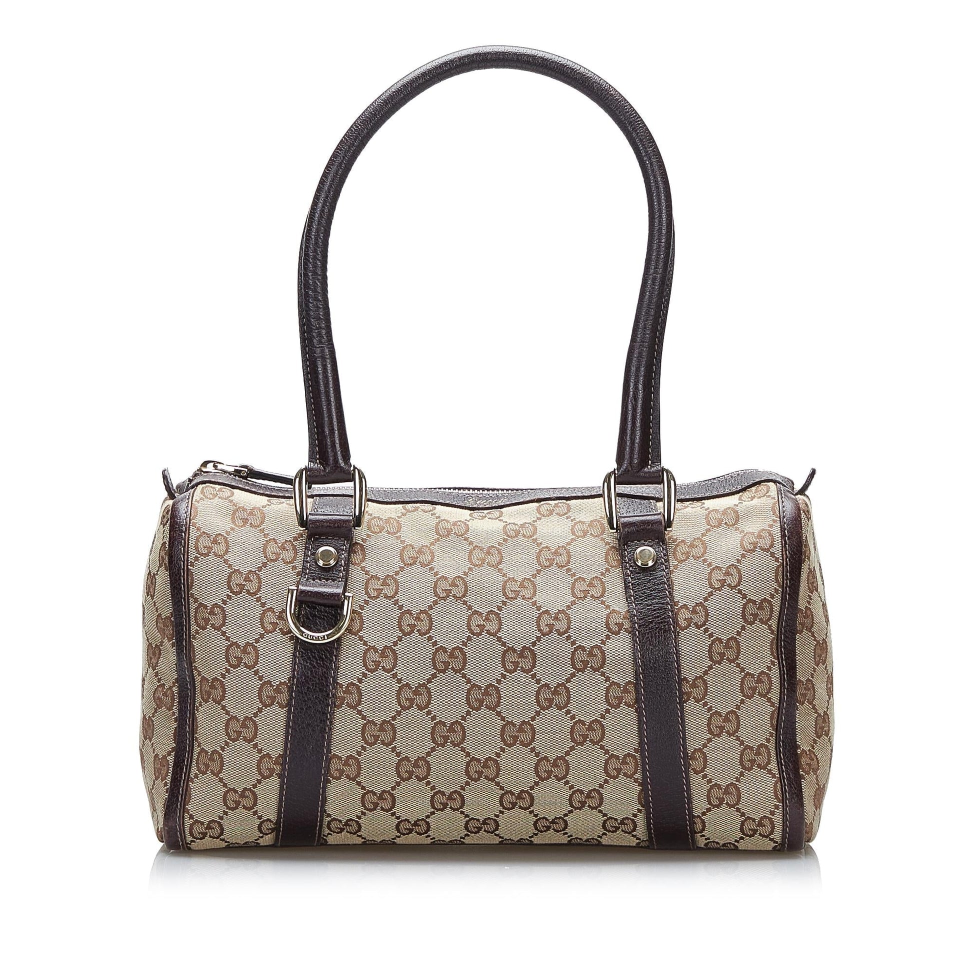 Gucci GG Abbey Boston SHG-rlWBgS Canvas Brown Satchel Bag
