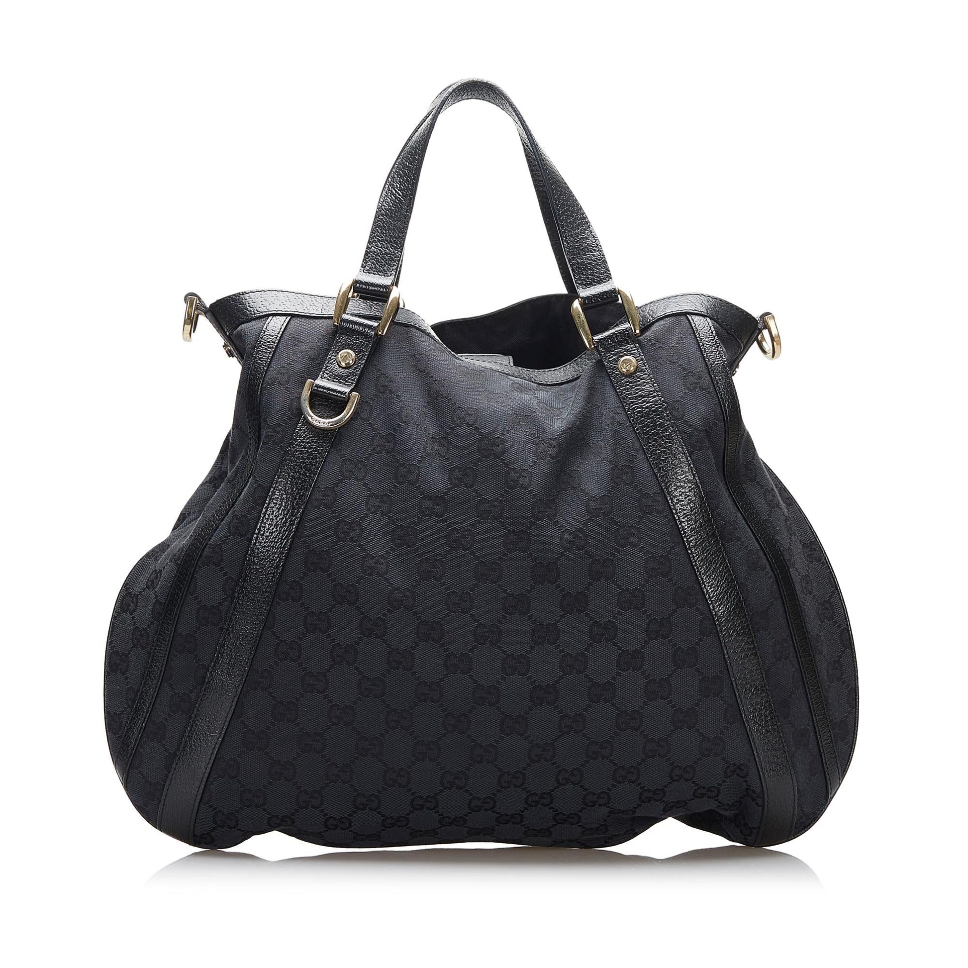 Gucci GG Abbey Convertible SHG-tghdzq Canvas Calf Black Satchel Bag