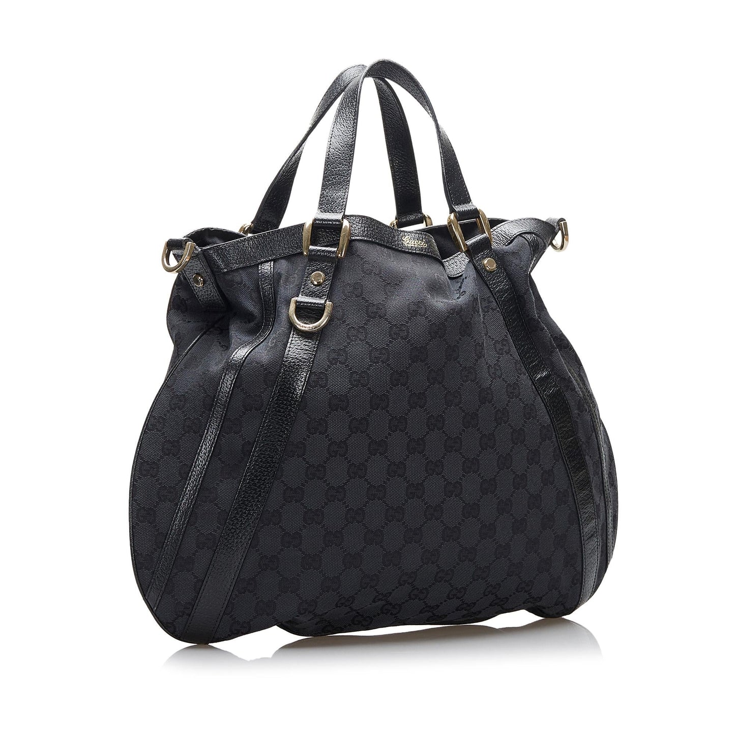 Gucci GG Abbey Convertible SHG-tghdzq Canvas Calf Black Satchel Bag
