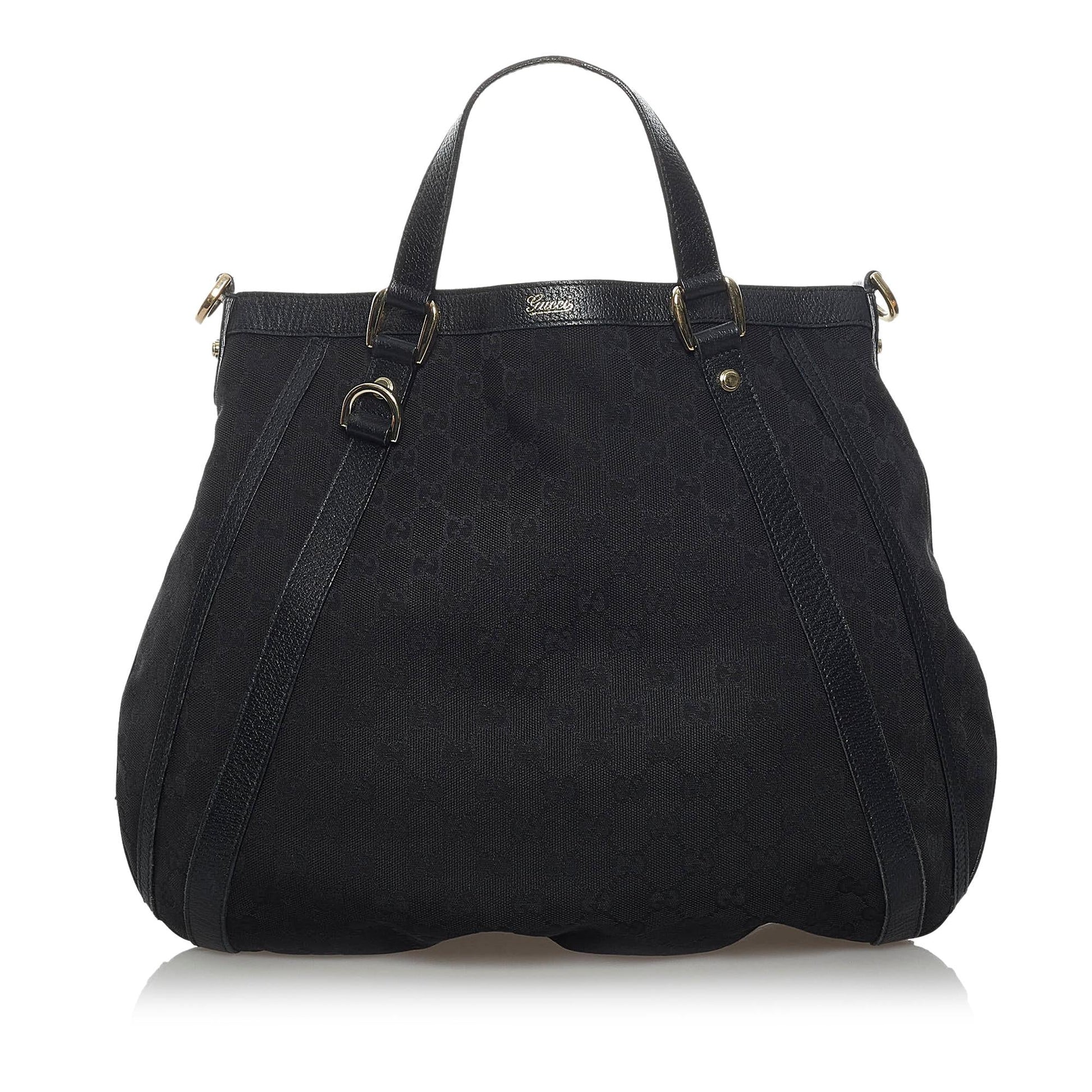 Gucci GG Abbey Convertible SHG Canvas Black Tote Bag