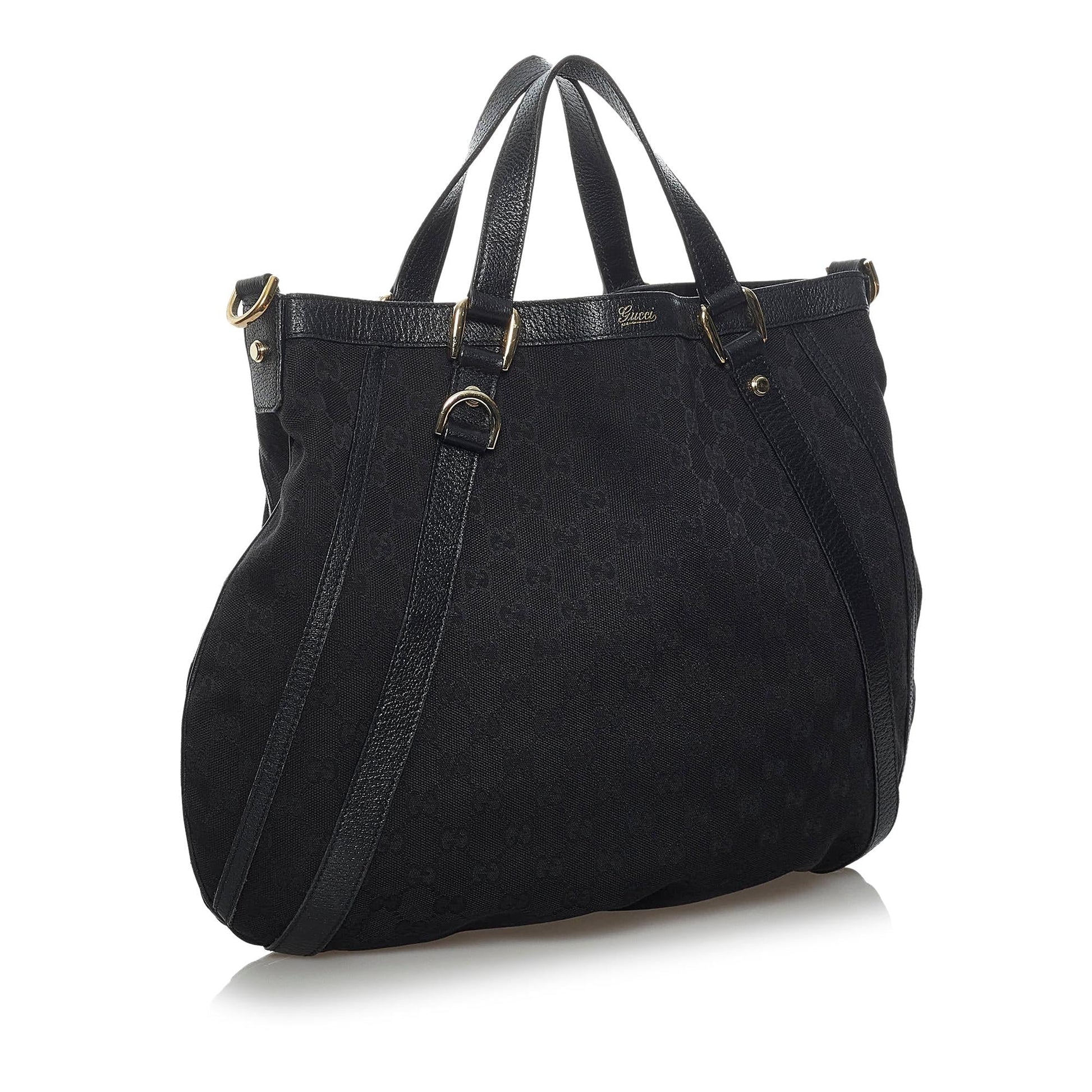 Gucci GG Abbey Convertible SHG Canvas Black Tote Bag