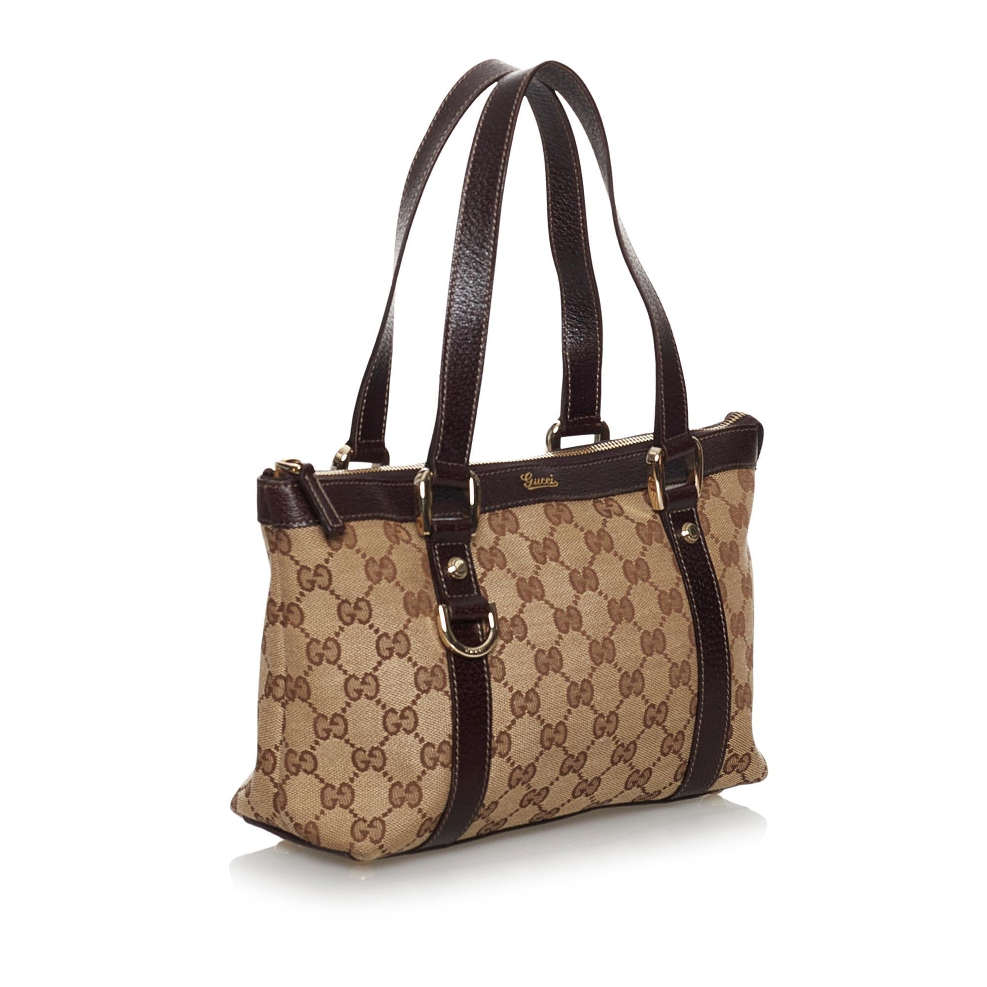 Gucci GG Abbey SHG Canvas Brown Satchel Bag