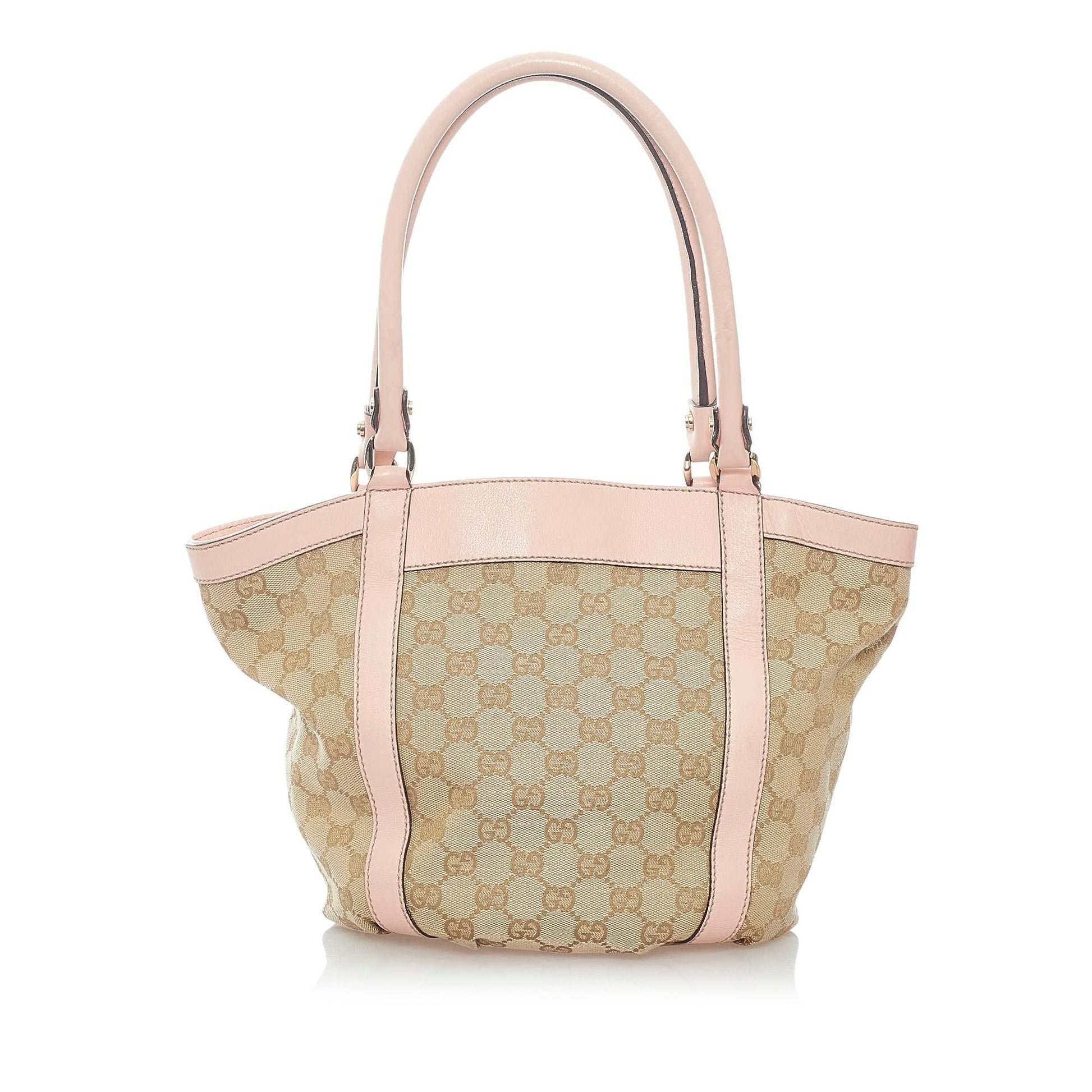 Gucci GG Abbey SHG Canvas Calf Brown Pink Satchel Bag