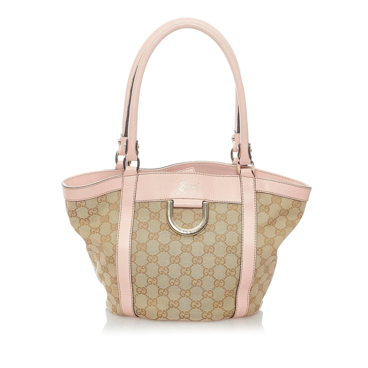 Gucci GG Abbey SHG Canvas Calf Brown Pink Satchel Bag