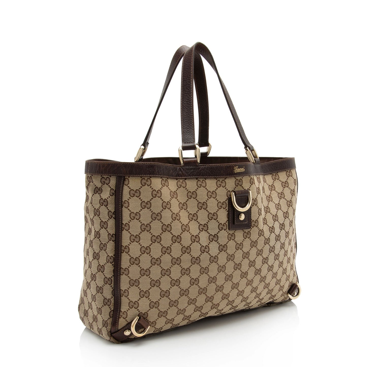 Gucci GG Abbey SHF-4sZKed Leather Canvas Brown Beige Tote Bag