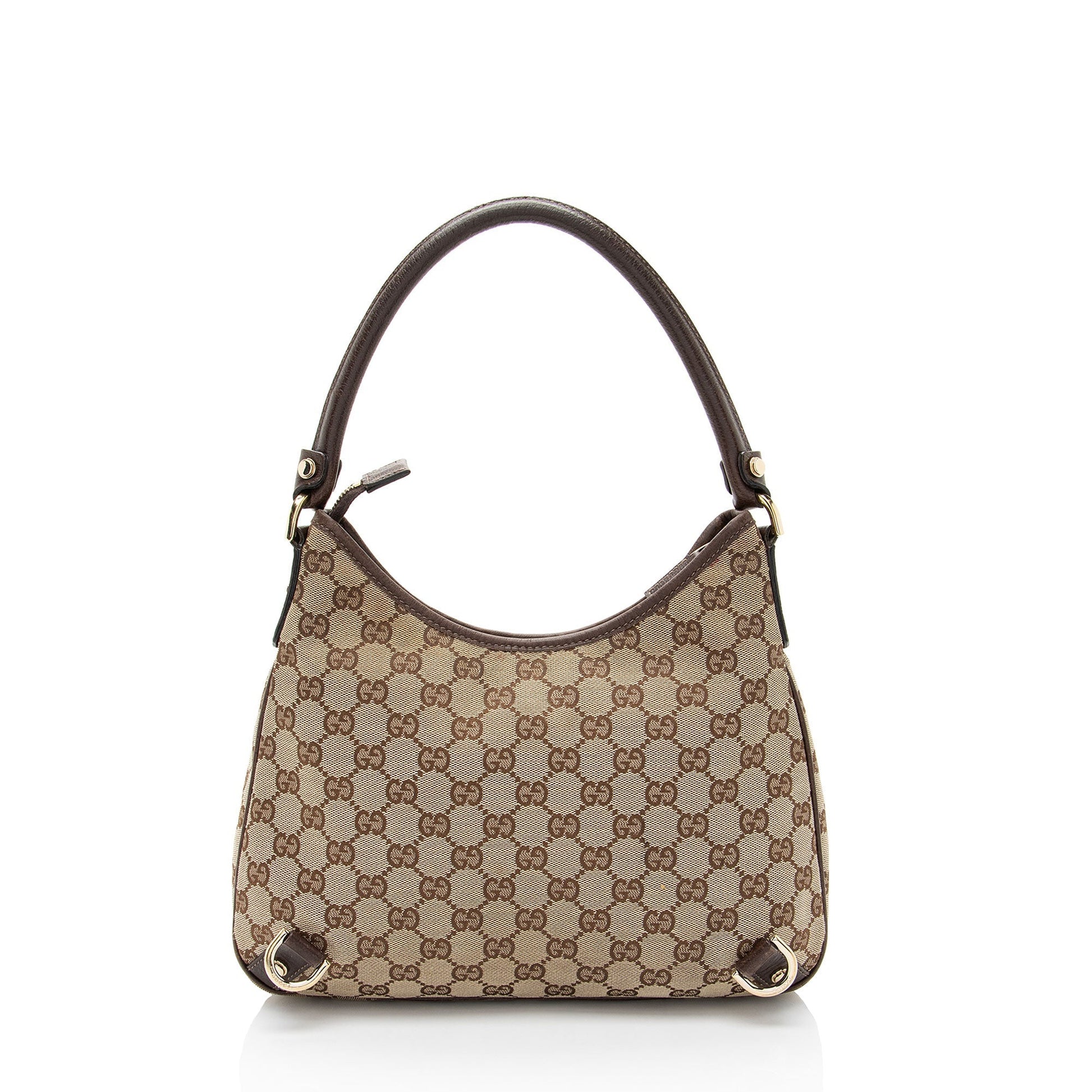 Gucci GG Abbey Leather Canvas Brown Medium Shoulder Bag