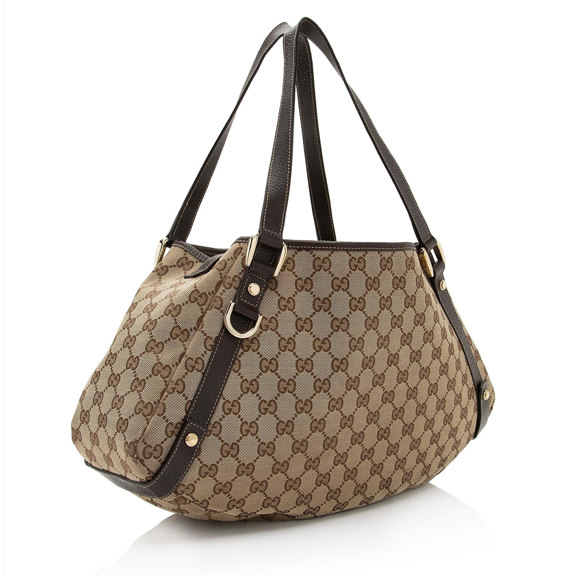 Gucci GG Abbey SHF-FVPq0K Leather Canvas Brown Medium Shoulder Bag