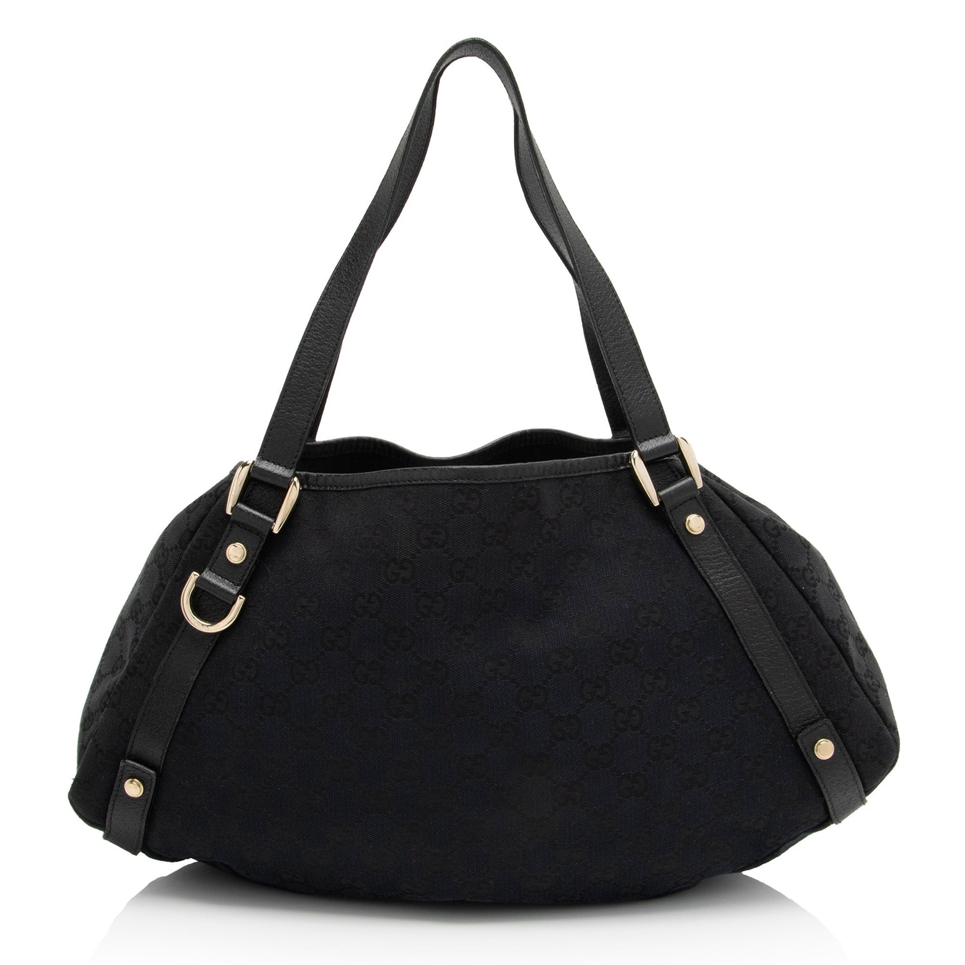 Gucci GG Abbey SHF-ZLaHNZ Leather Canvas Black Medium Shoulder Bag