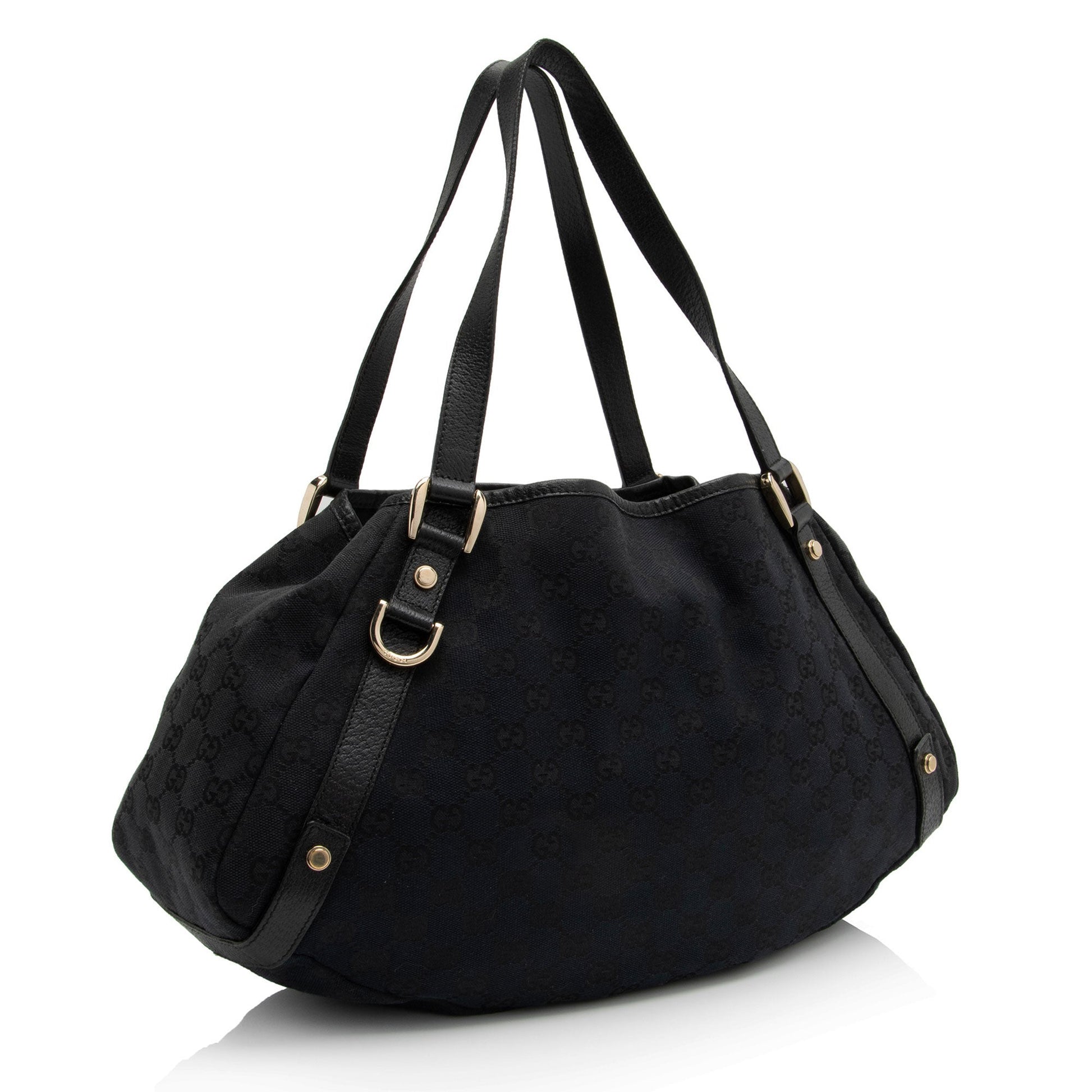 Gucci GG Abbey SHF-ZLaHNZ Leather Canvas Black Medium Shoulder Bag