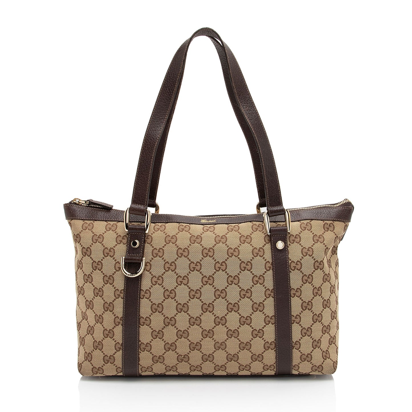 Gucci GG Abbey SHF-3Yofcp Leather Canvas Brown Medium Tote Bag