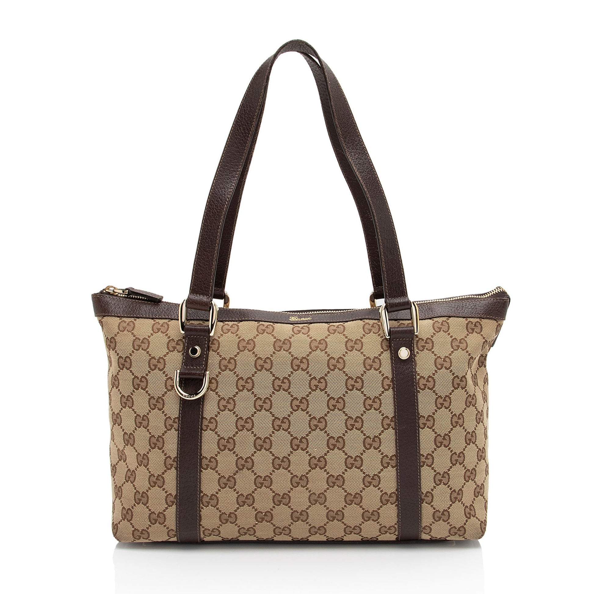 Gucci GG Abbey SHF-3Yofcp Leather Canvas Brown Medium Tote Bag