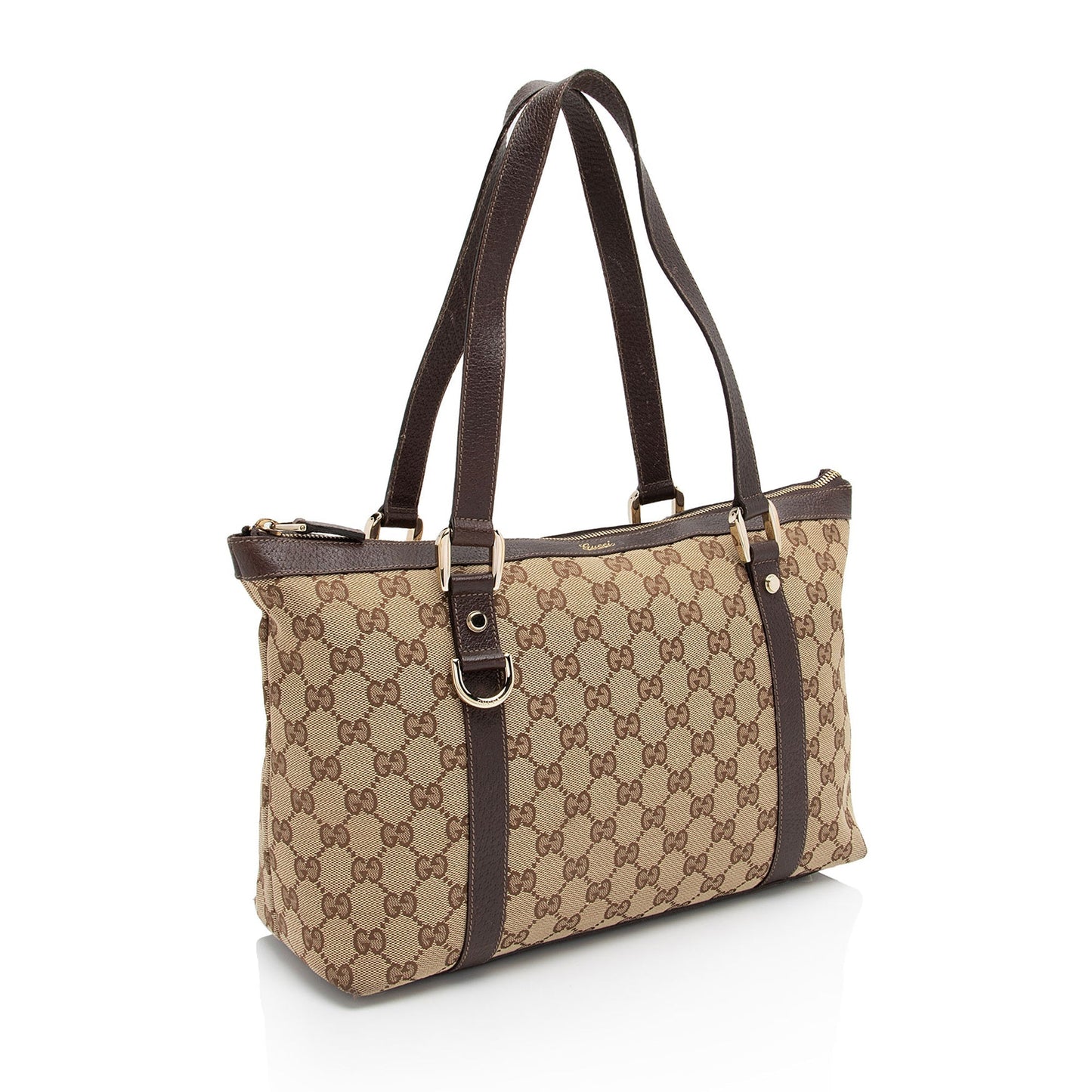 Gucci GG Abbey SHF-3Yofcp Leather Canvas Brown Medium Tote Bag