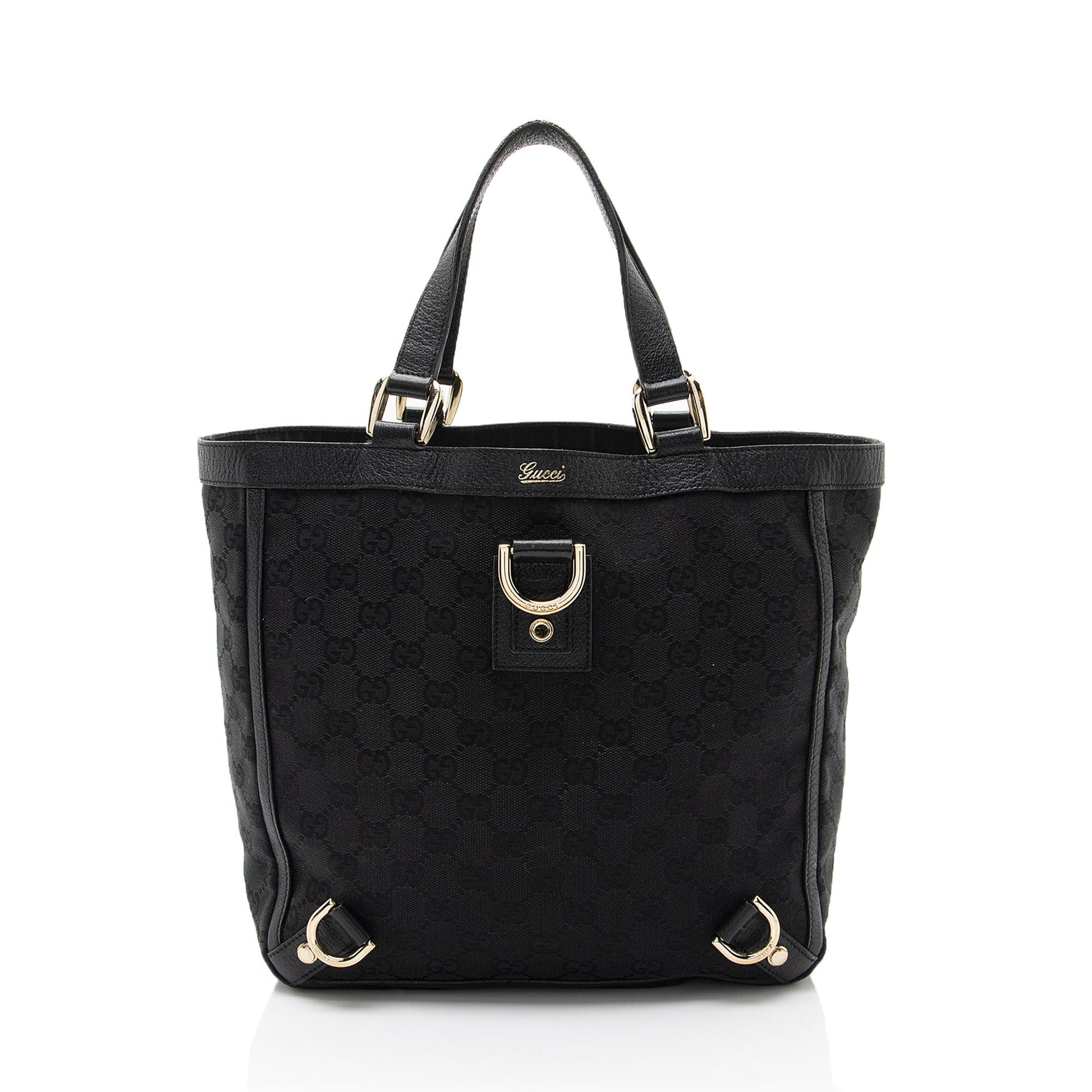 Gucci GG Abbey Leather Canvas Black Mini Tote Bag