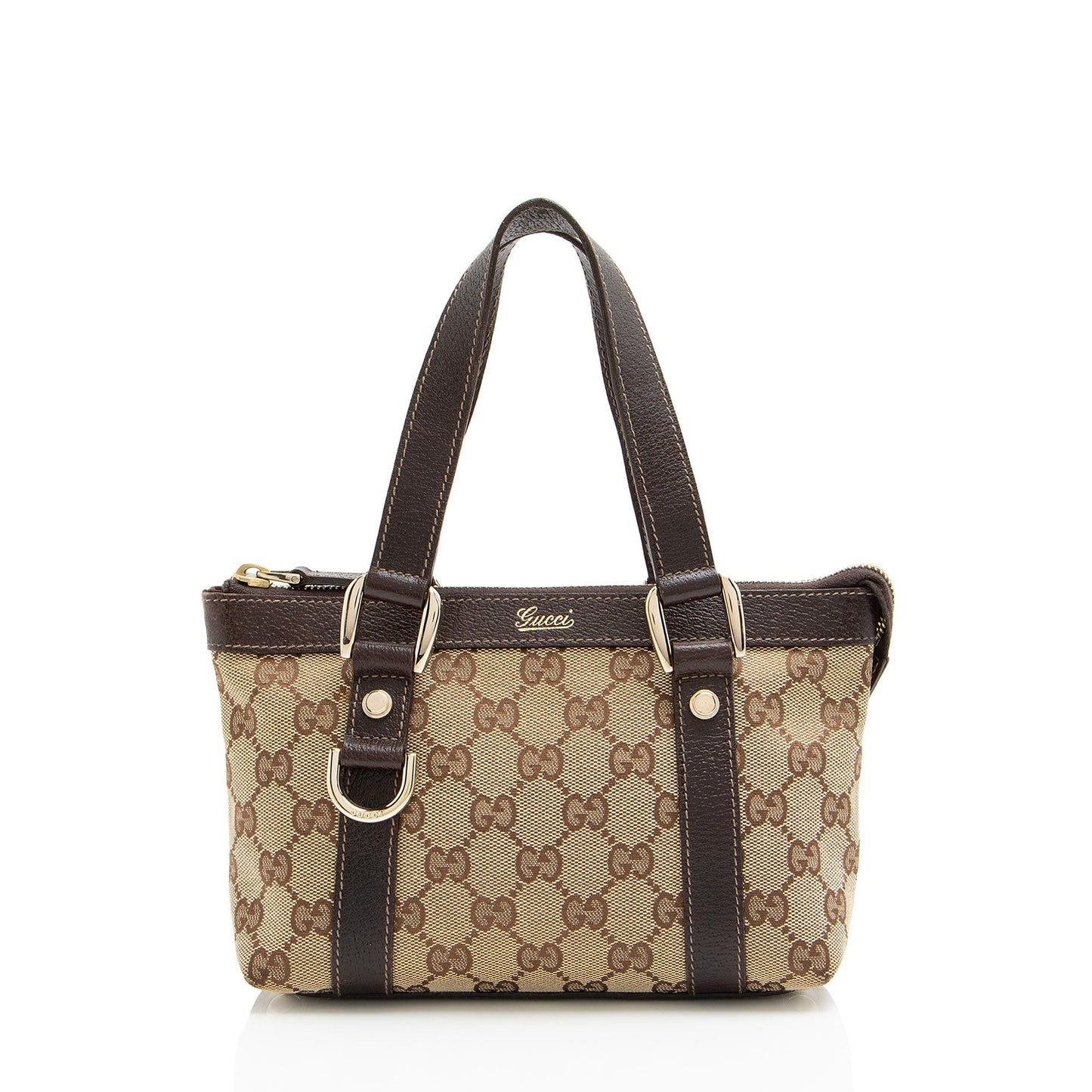 Gucci GG Abbey E W SHF-8A898A Leather Canvas Brown Beige Tote Bag