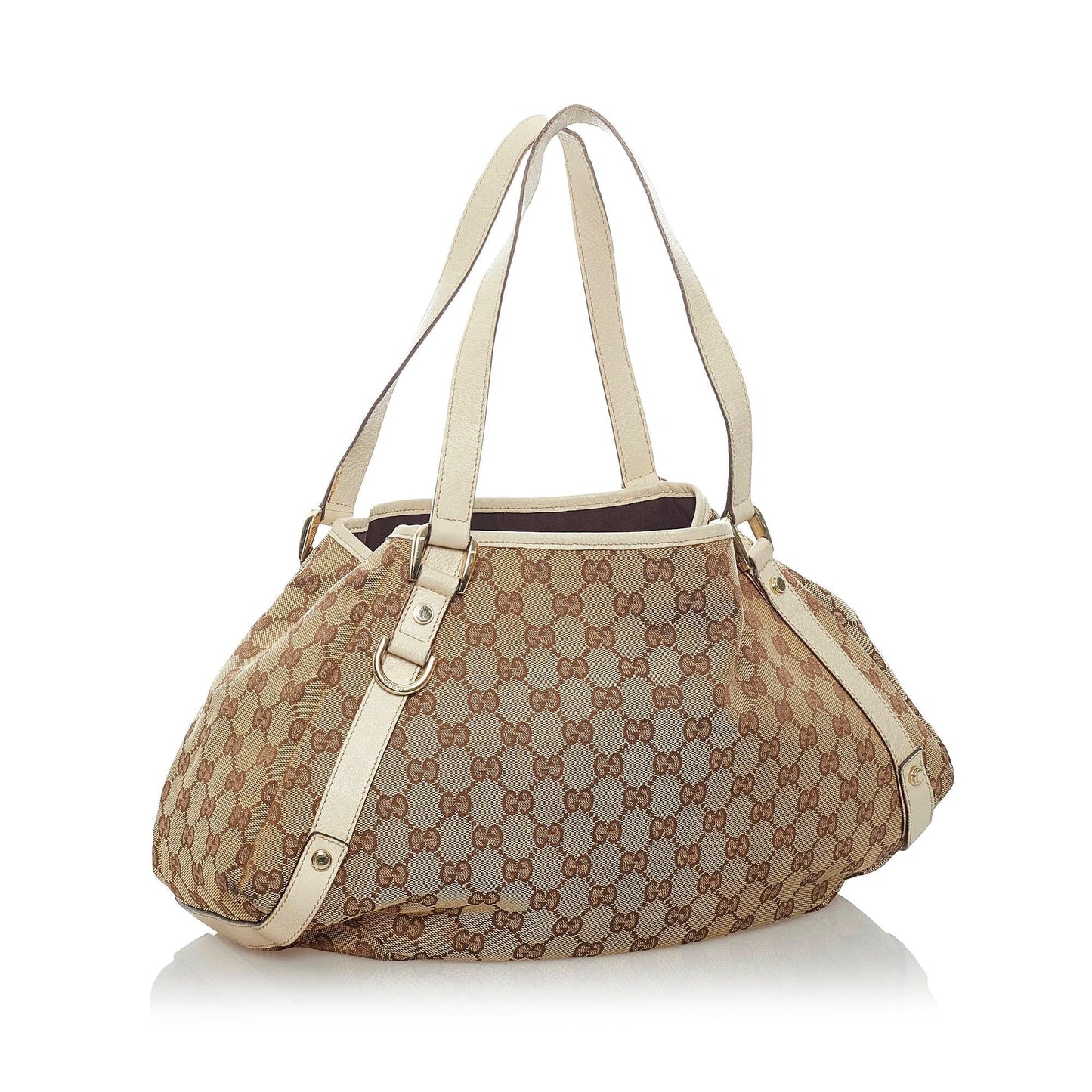 Gucci GG Abbey SHG Canvas Calf White Brown Shoulder Bag