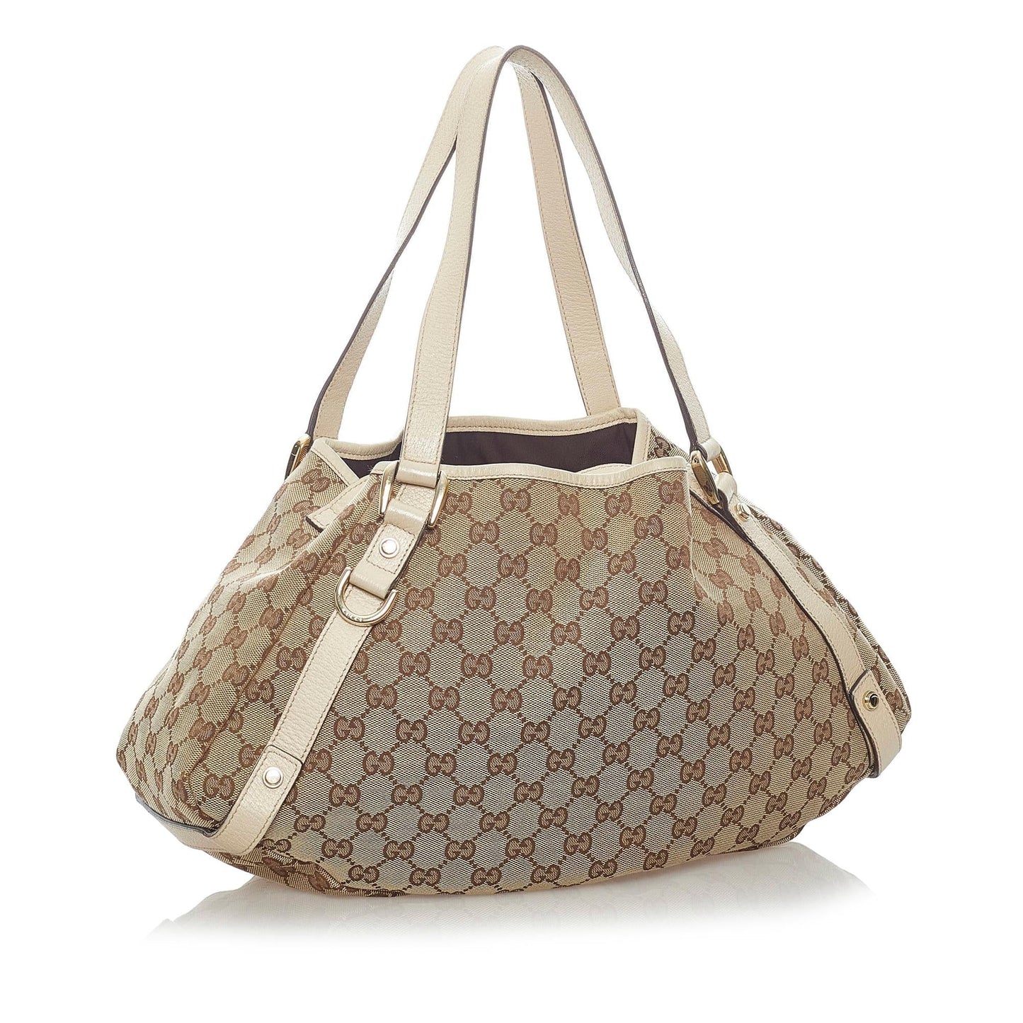 Gucci GG Abbey SHG Canvas Calf White Brown Shoulder Bag Bag Shg