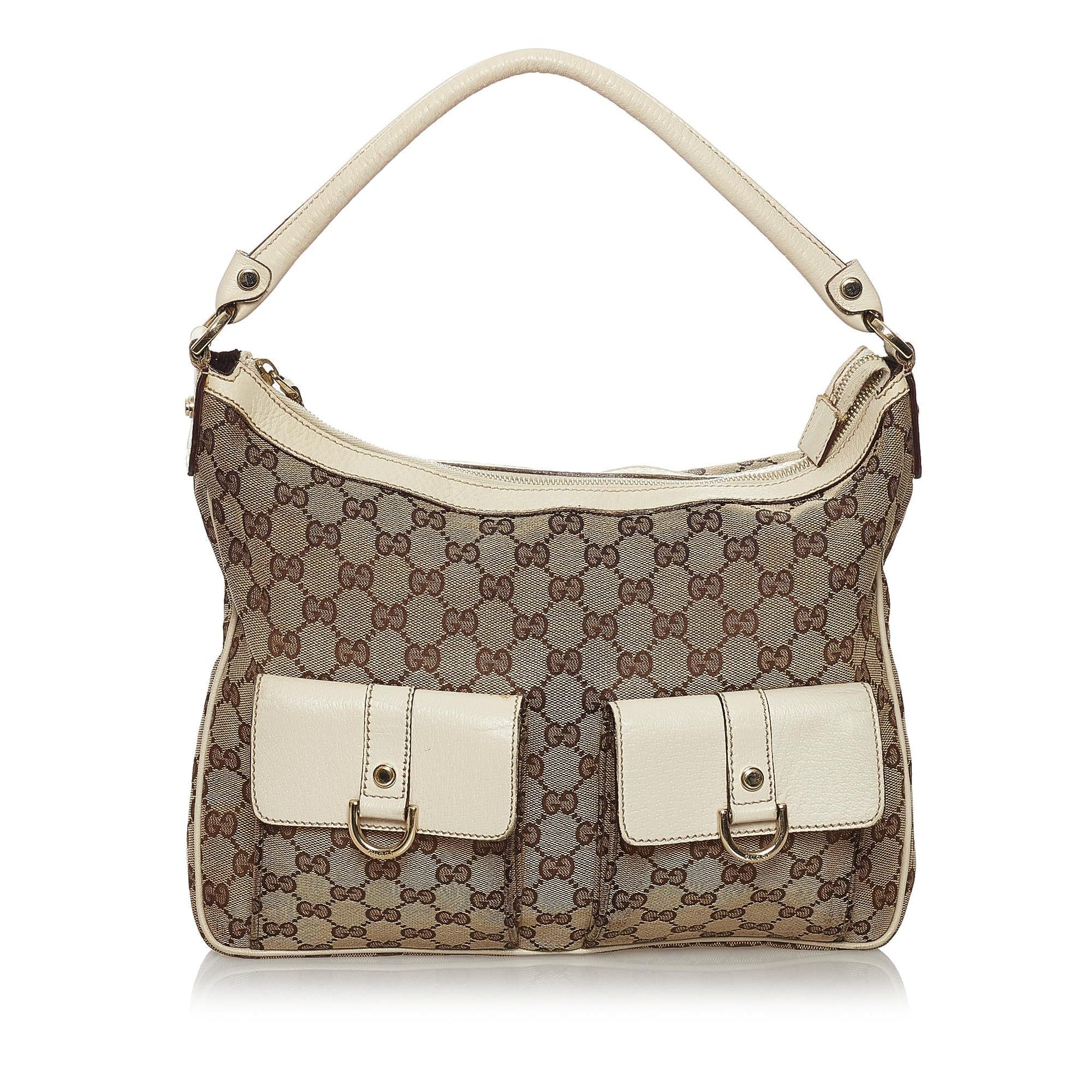 Gucci GG Abbey SHG Canvas White Brown Shoulder Bag Bag Shg