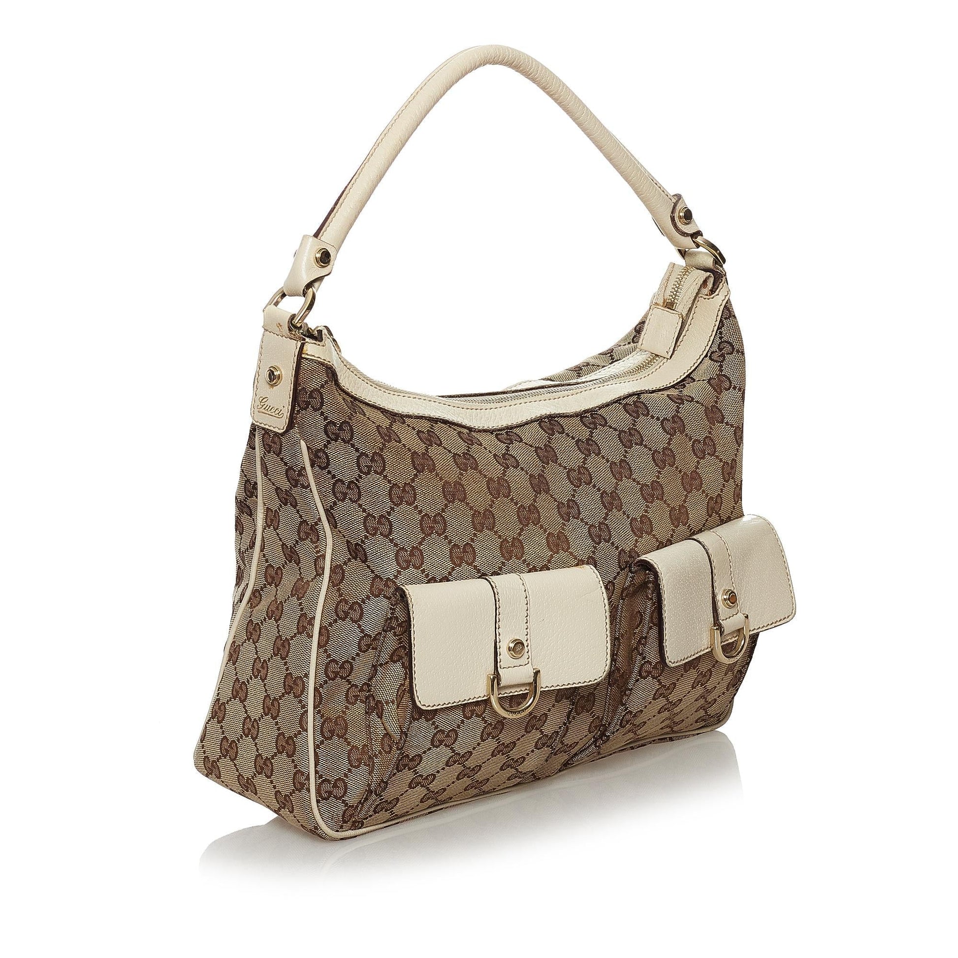 Gucci GG Abbey SHG Canvas White Brown Shoulder Bag Bag Shg
