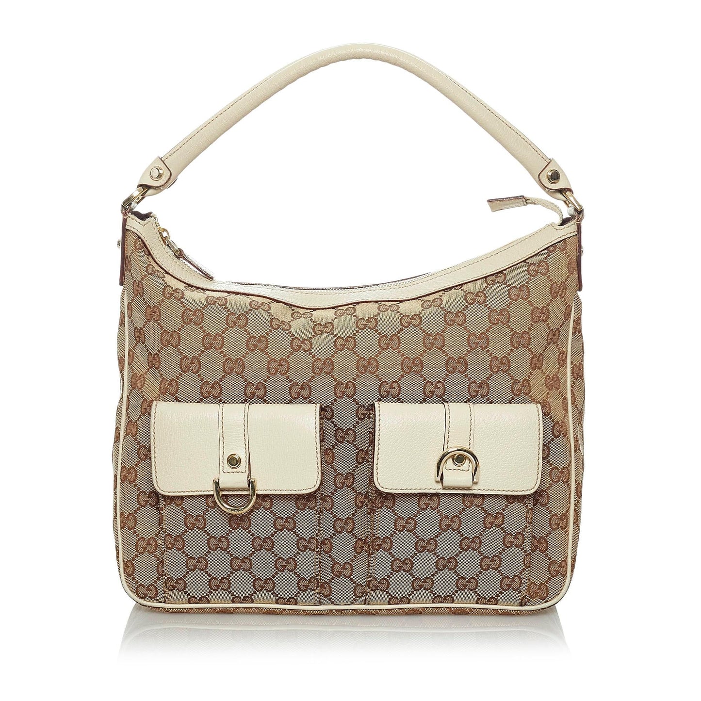 Gucci GG Abbey SHG Canvas White Brown Shoulder Bag