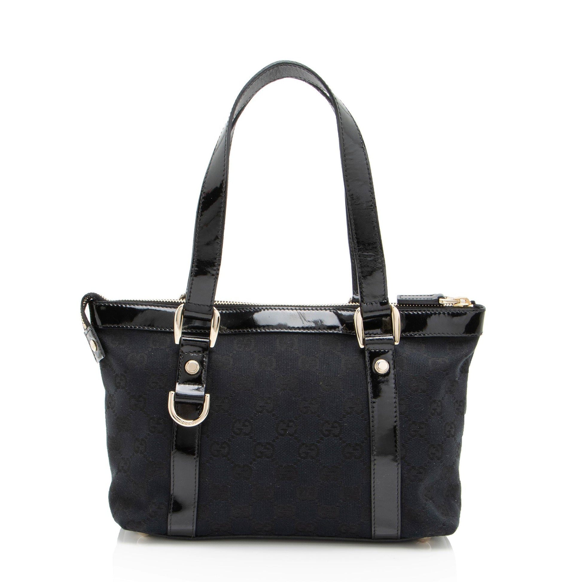 Gucci GG Abbey SHF-L3vJ8l Leather Canvas Patent Black Tote Bag