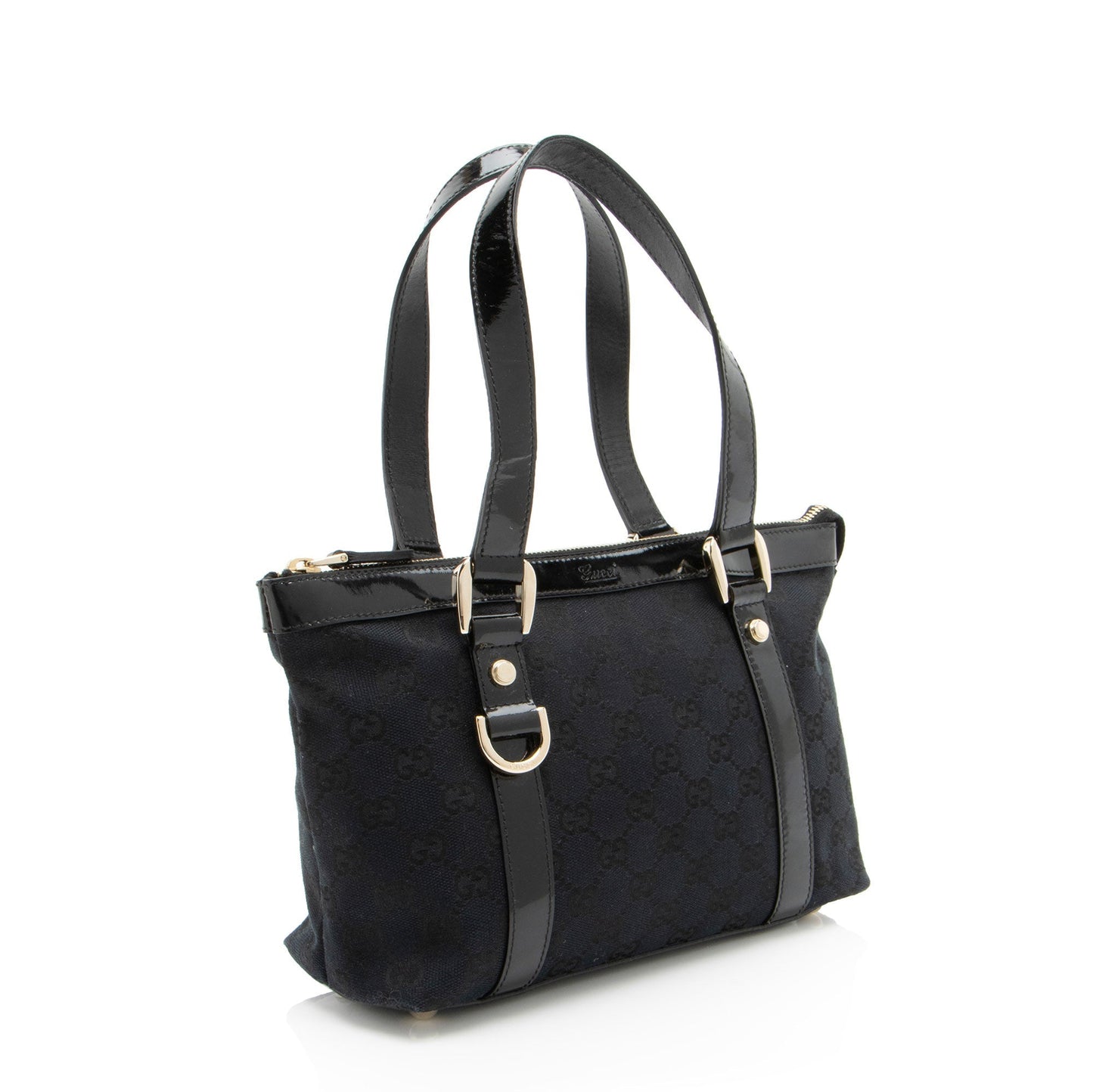 Gucci GG Abbey SHF-L3vJ8l Leather Canvas Patent Black Tote Bag