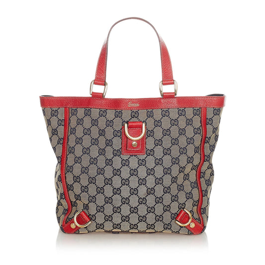 Gucci GG Abbey SHG Canvas Red Grey Tote Bag