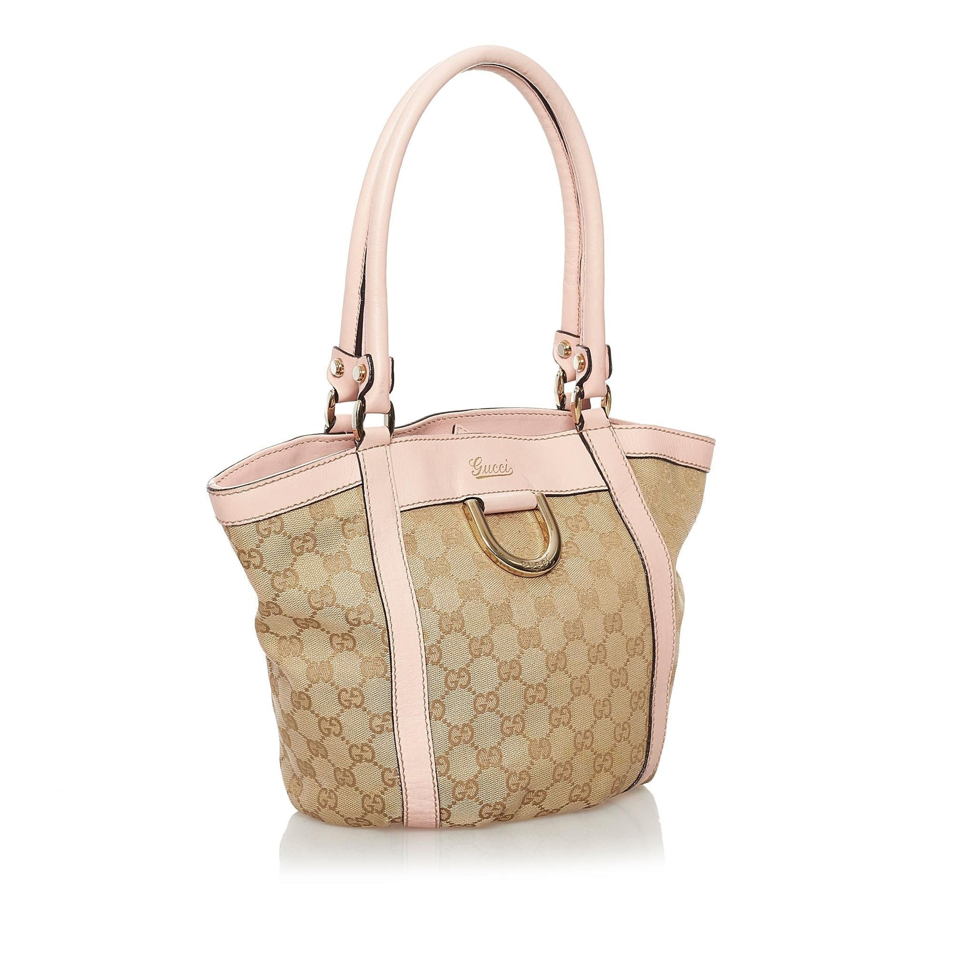 Gucci GG Abbey SHG-noPqrr Canvas Brown Pink Tote Bag
