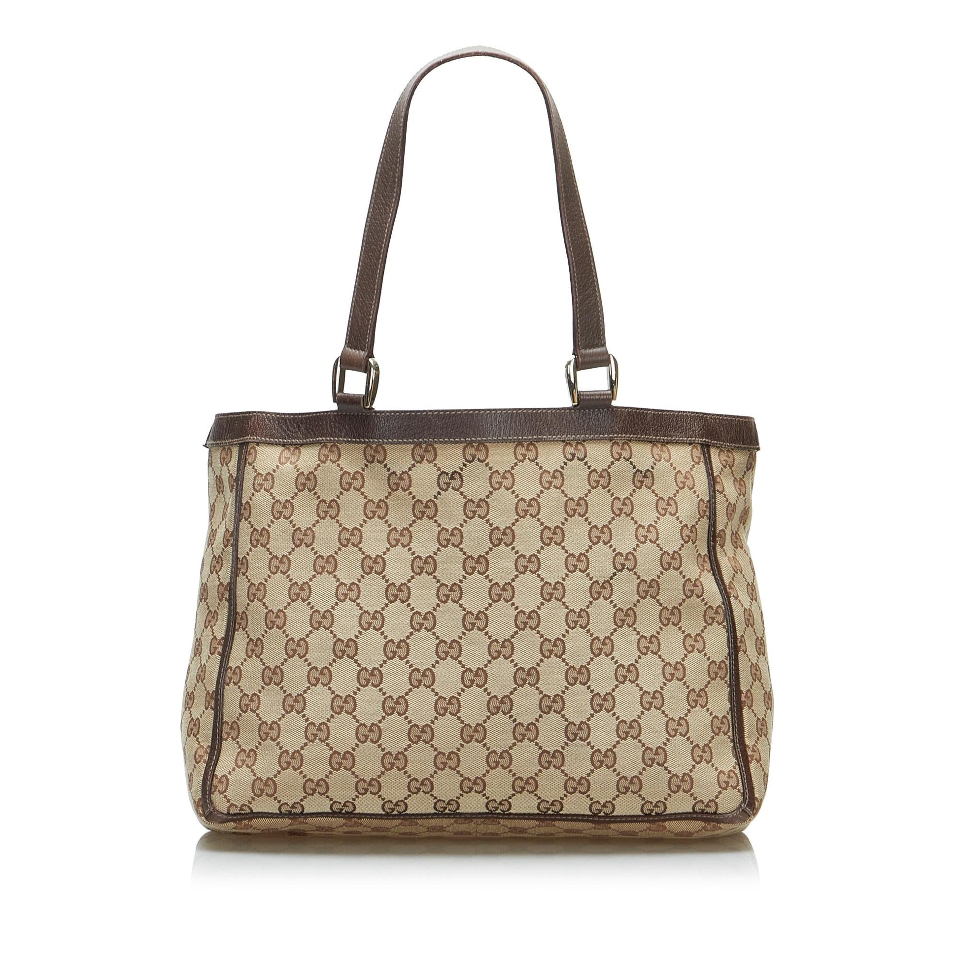 Gucci GG Abbey SHG-65TZUa Canvas Calf Brown Tote Bag
