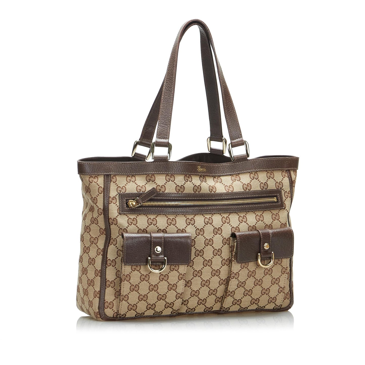 Gucci GG Abbey SHG-65TZUa Canvas Calf Brown Tote Bag