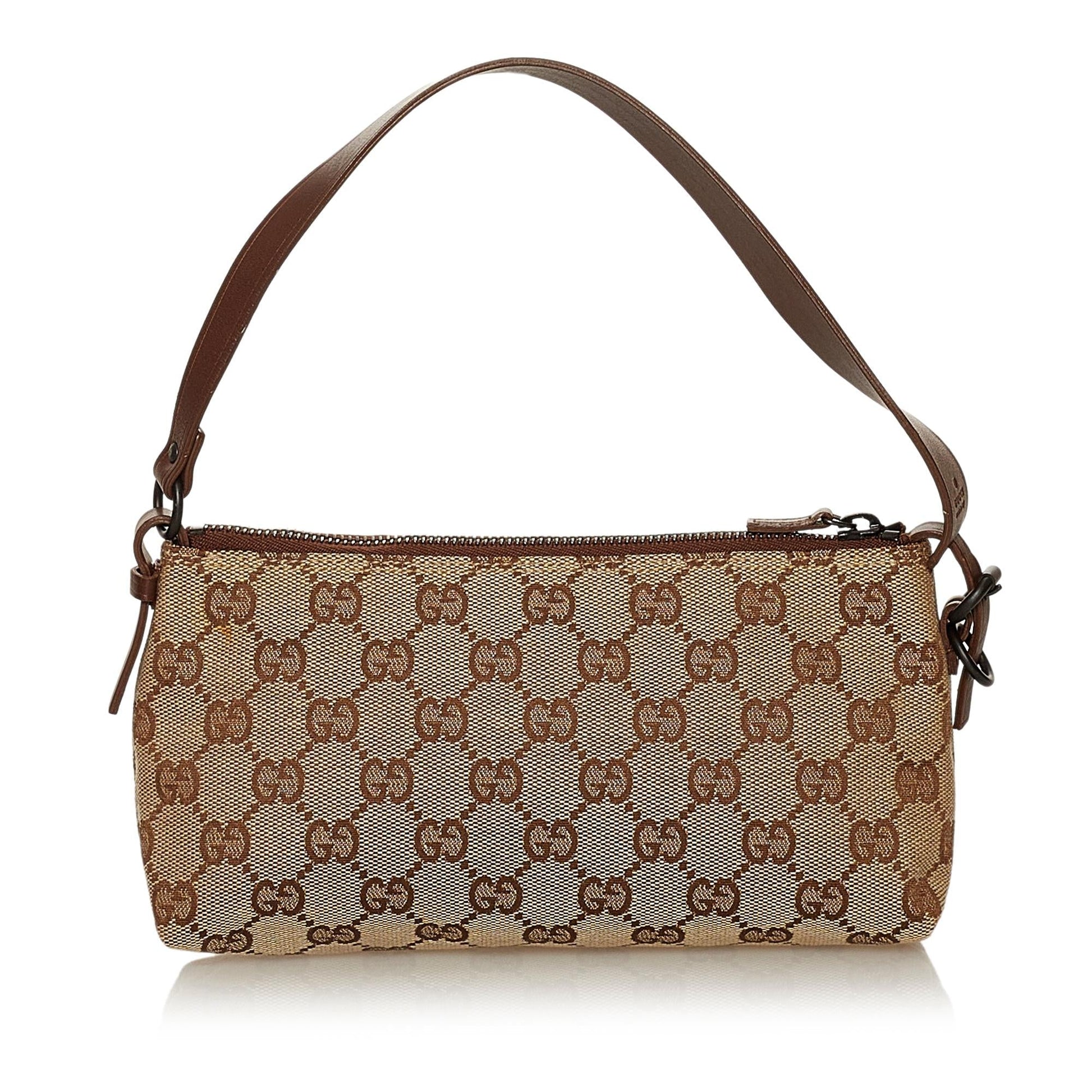 Gucci GG Baguette SHG Canvas Brown Handbag 3