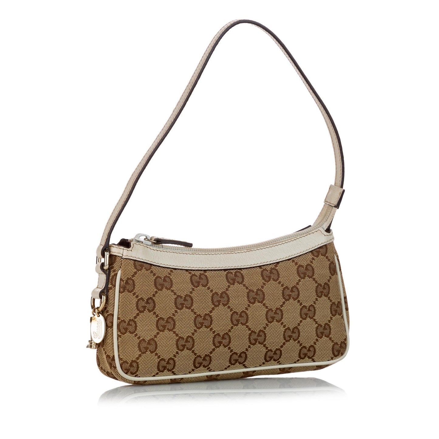 Gucci GG Baguette SHG Canvas White Brown Handbag