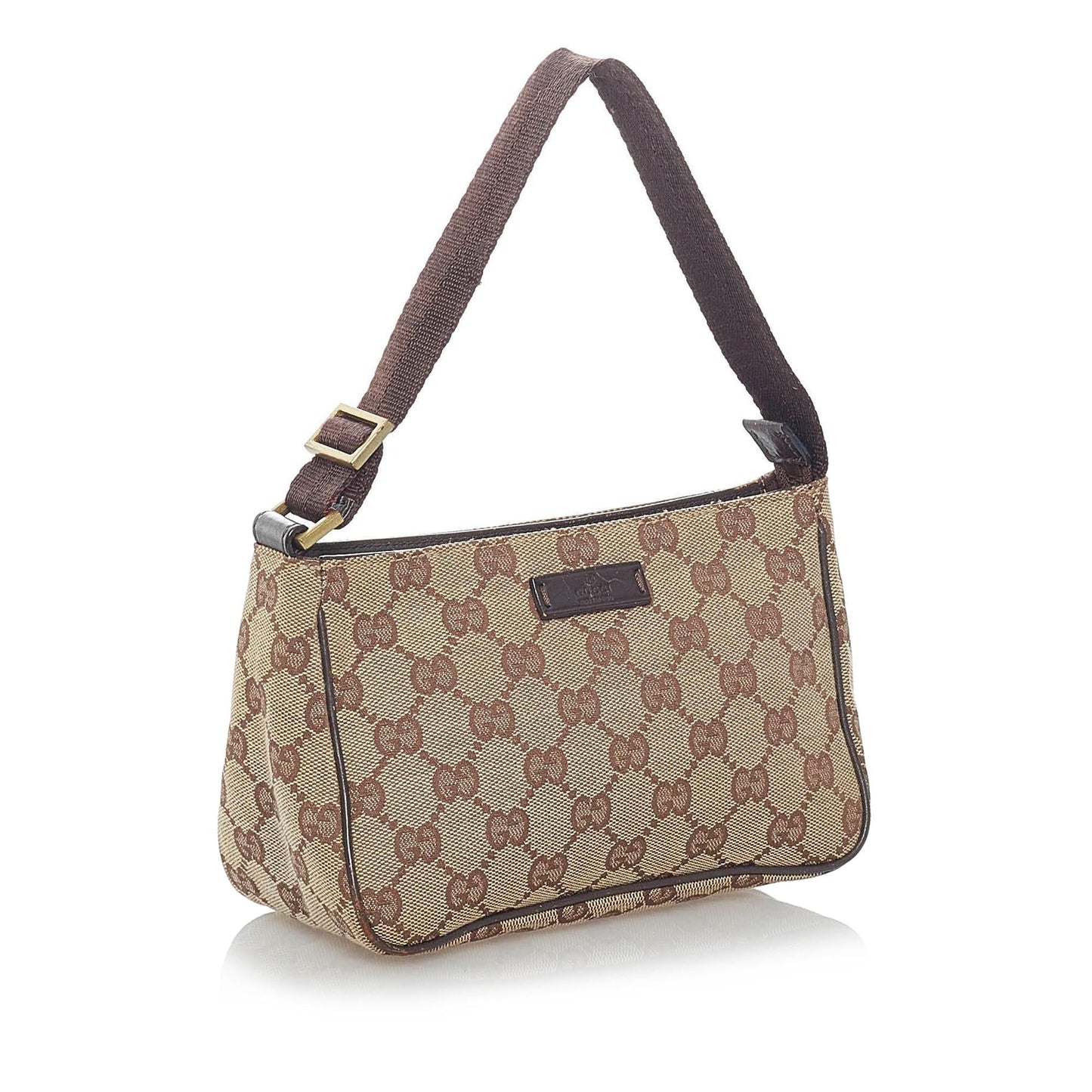 Gucci GG Baguette SHG Canvas Calf Brown Handbag Baguette Shg