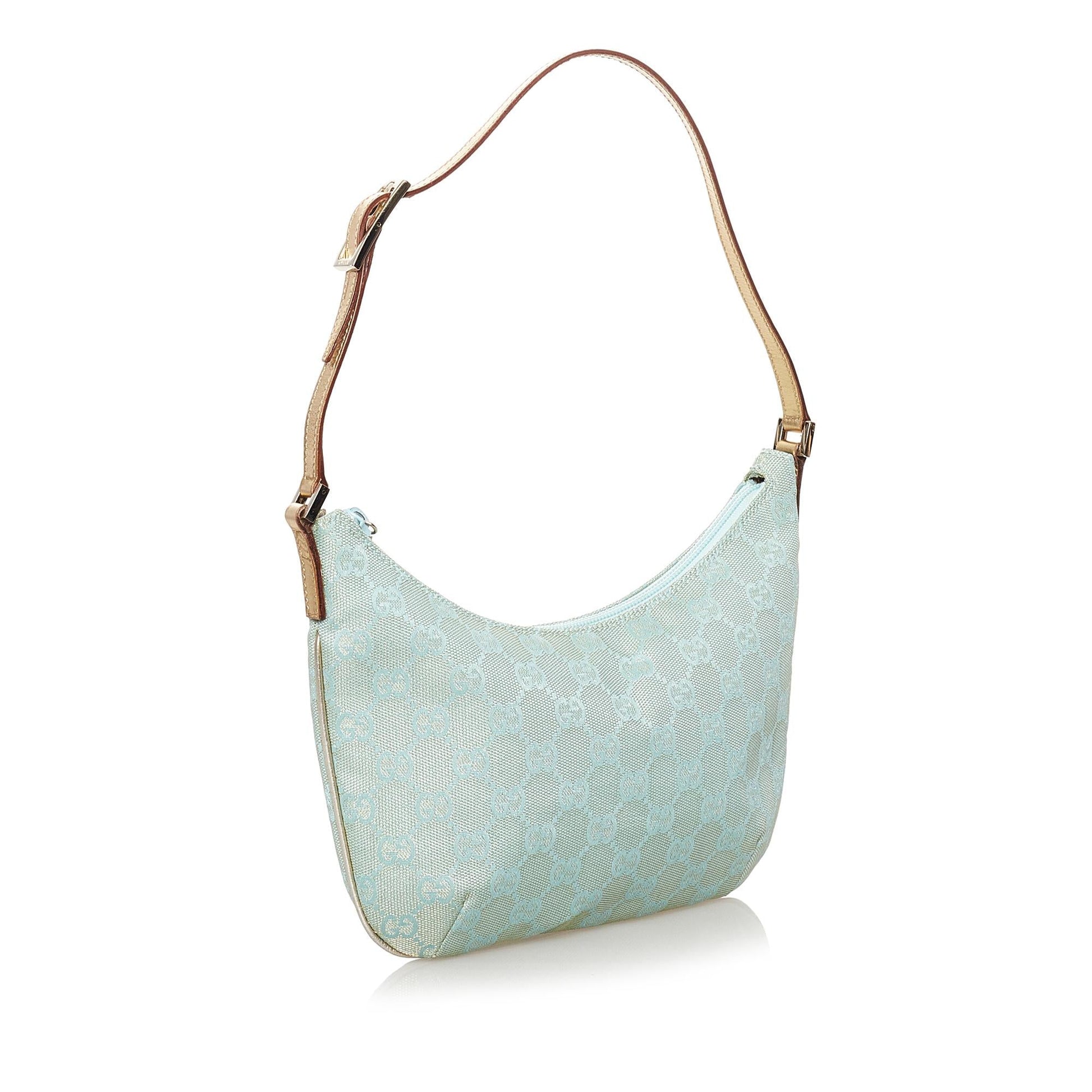 Gucci GG Baguette SHG Canvas Blue Handbag