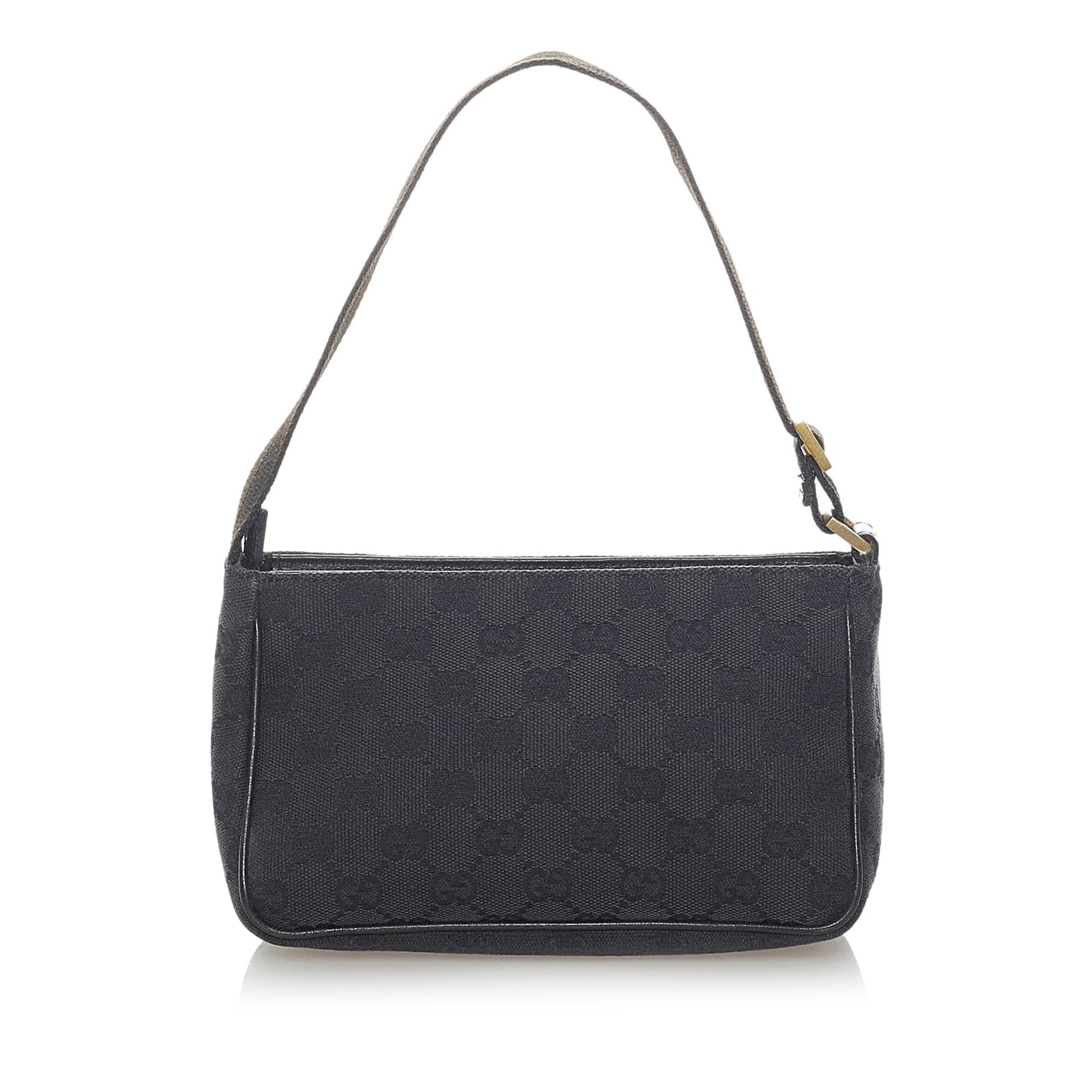 Gucci GG Baguette SHG Canvas Black Handbag