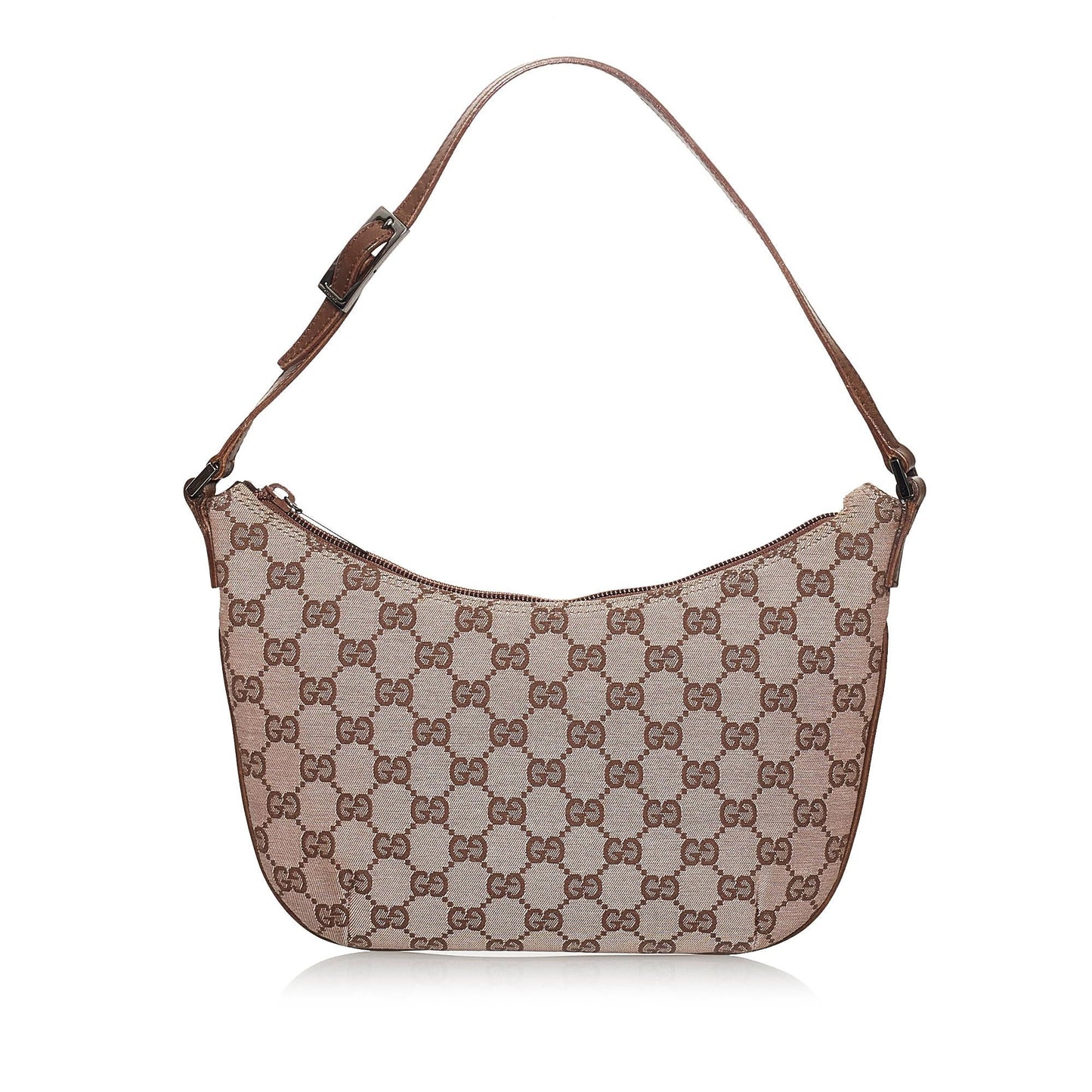 Gucci GG Baguette SHG Canvas Calf Brown Handbag