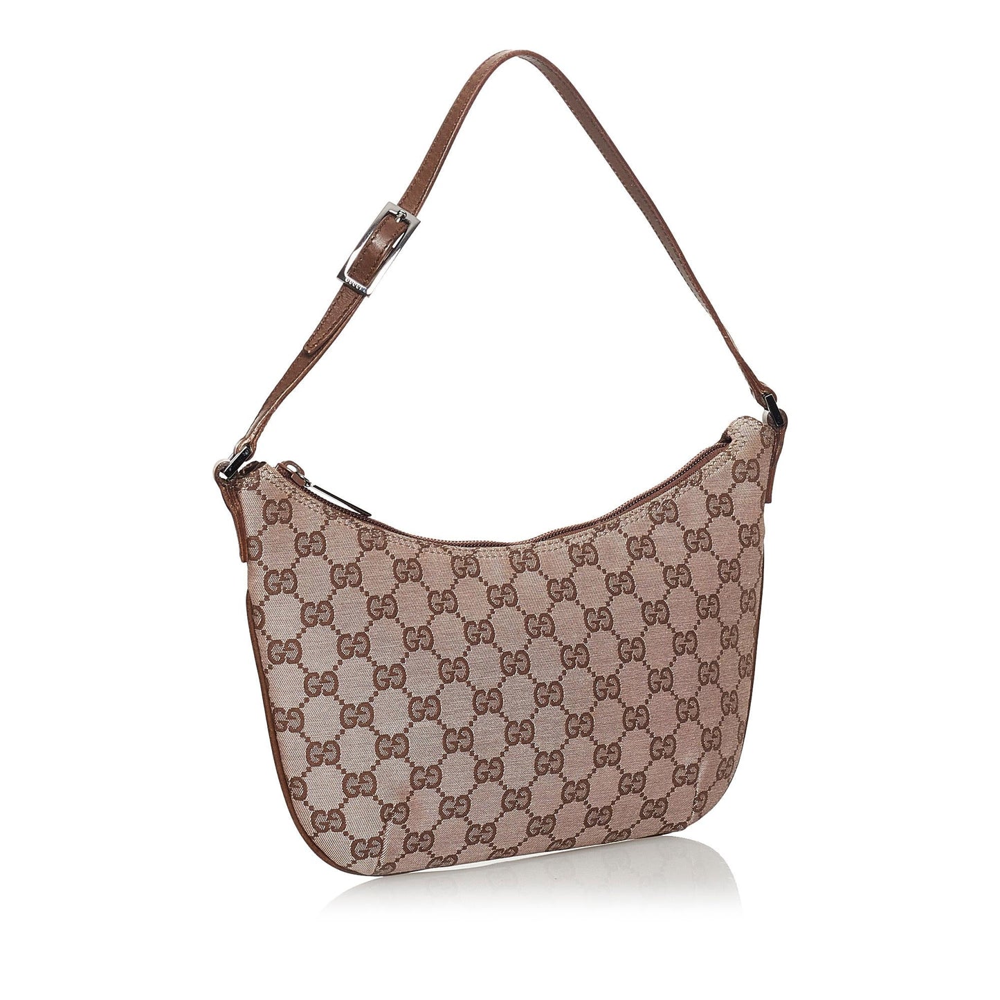 Gucci GG Baguette SHG Canvas Calf Brown Handbag