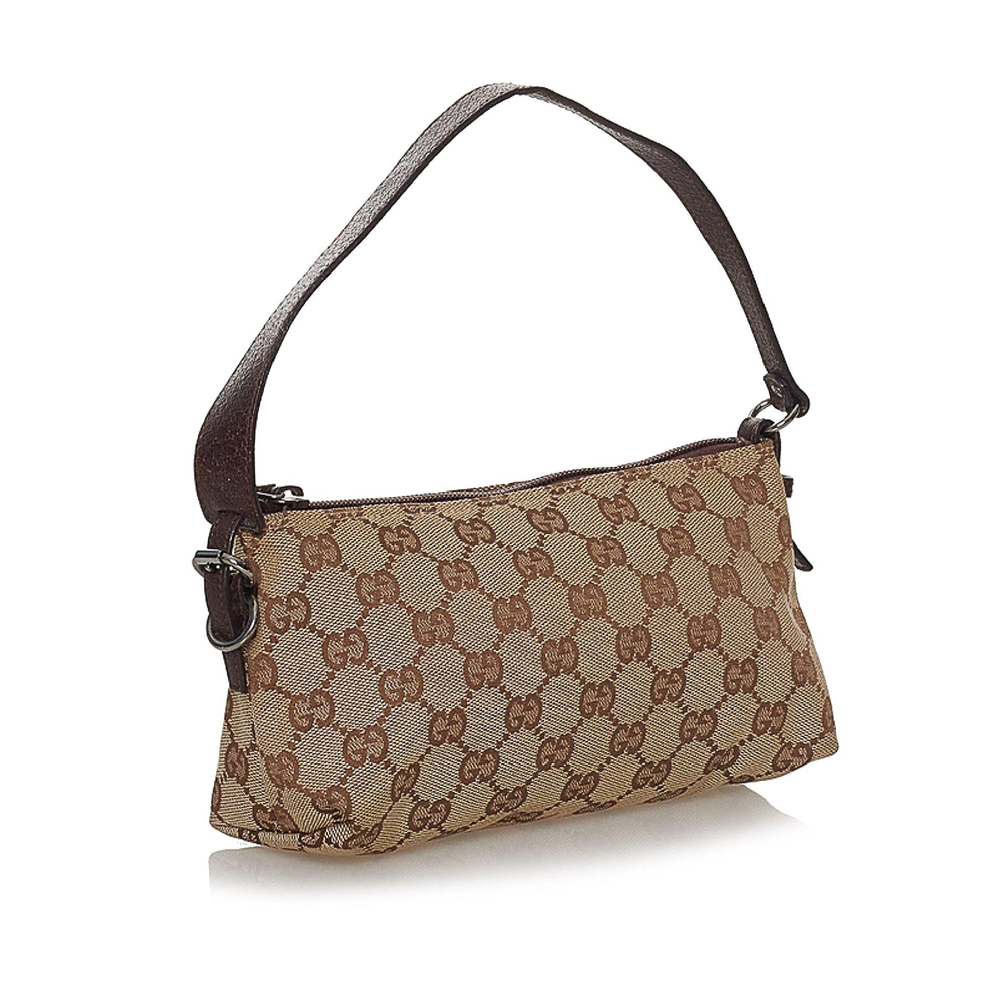 Gucci GG Baguette SHG Canvas Black Brown Handbag
