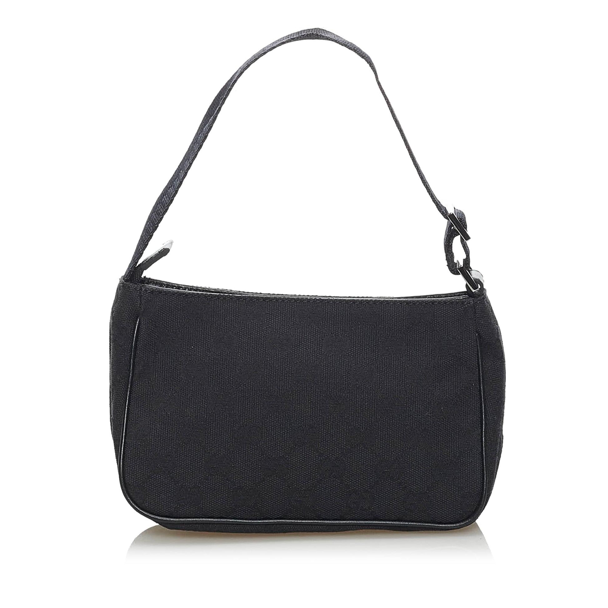 Gucci GG Baguette SHG Canvas Black Handbag Baguette Shg