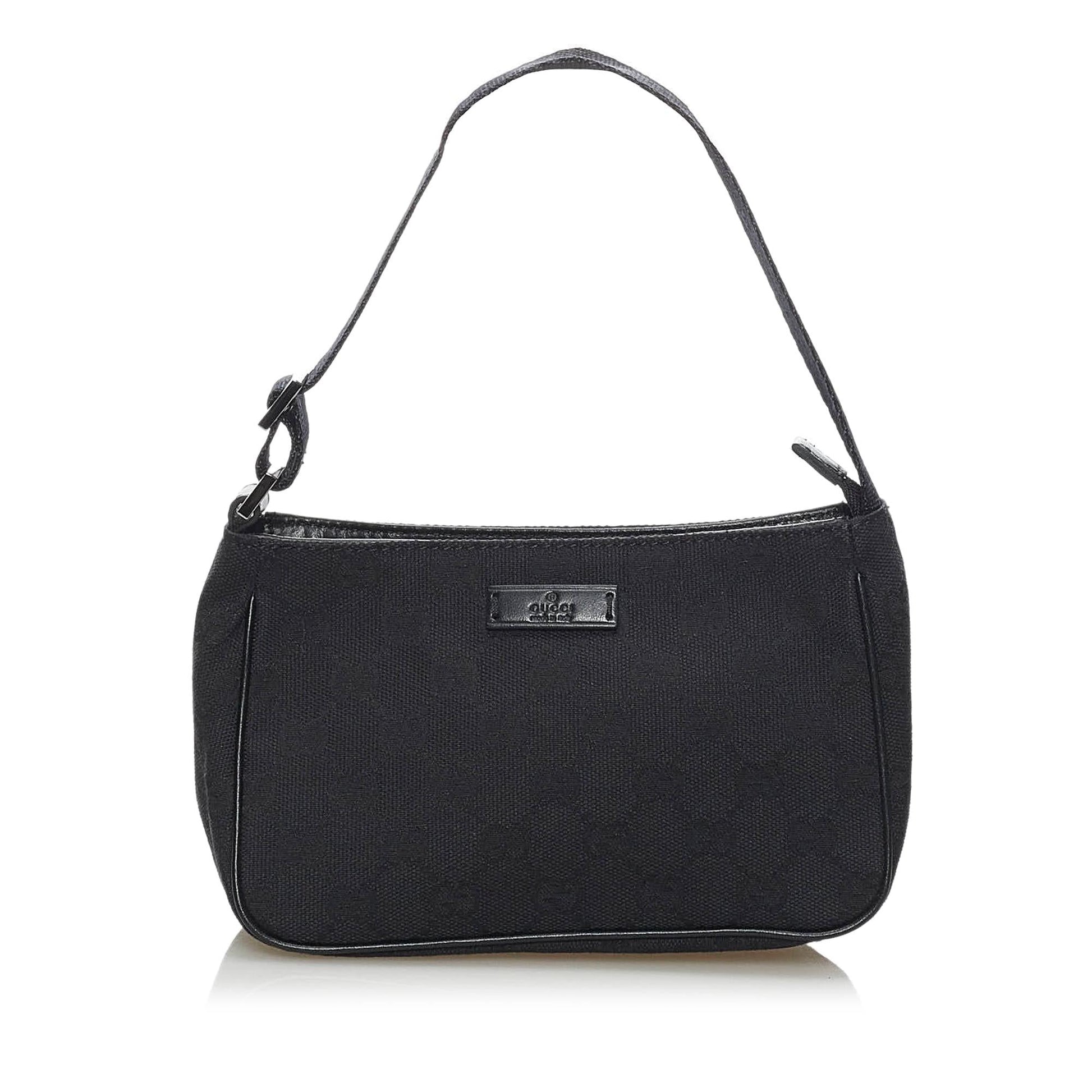 Gucci GG Baguette SHG Canvas Black Handbag Baguette Shg