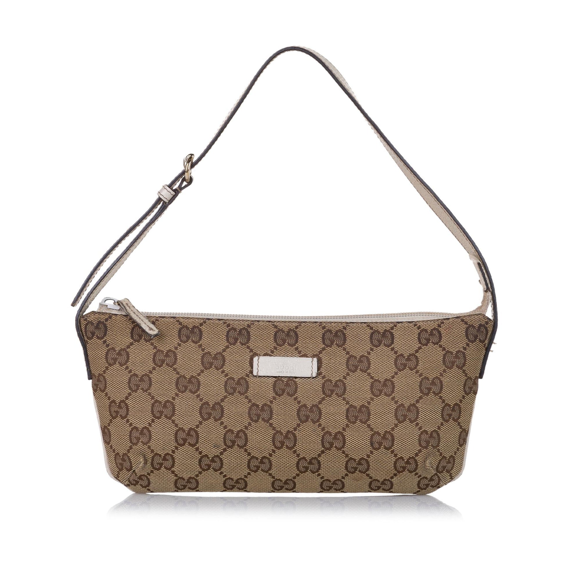 Gucci GG Baguette SHG Canvas Brown Handbag Baguette Shg