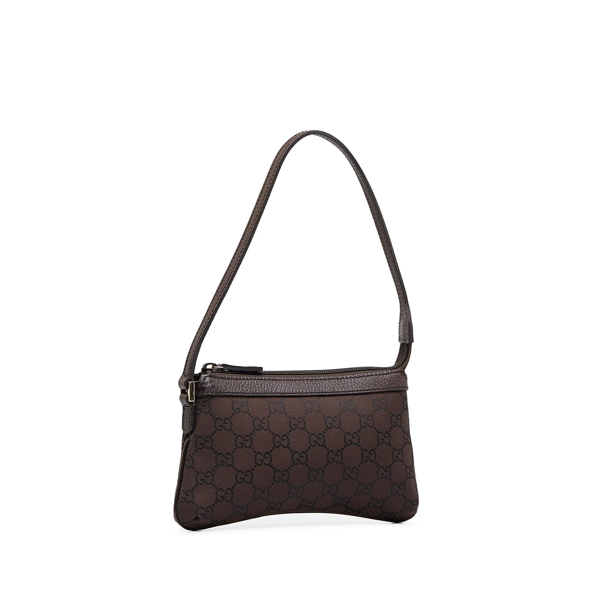 Gucci GG Baguette SHG-KyN01i Canvas Calf Brown Handbag