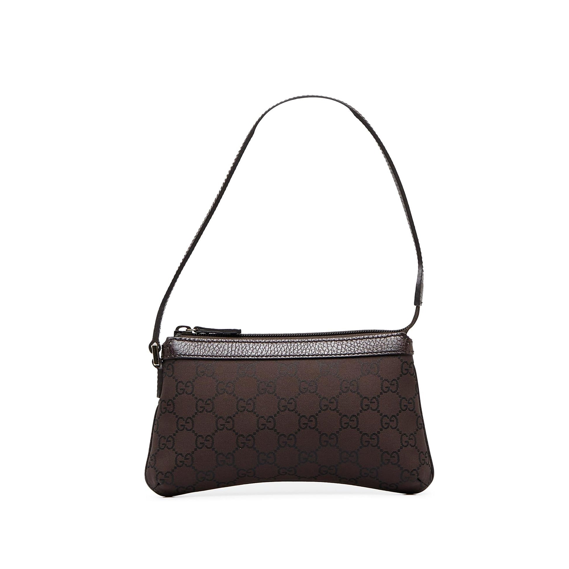 Gucci GG Baguette SHG-KyN01i Canvas Calf Brown Handbag