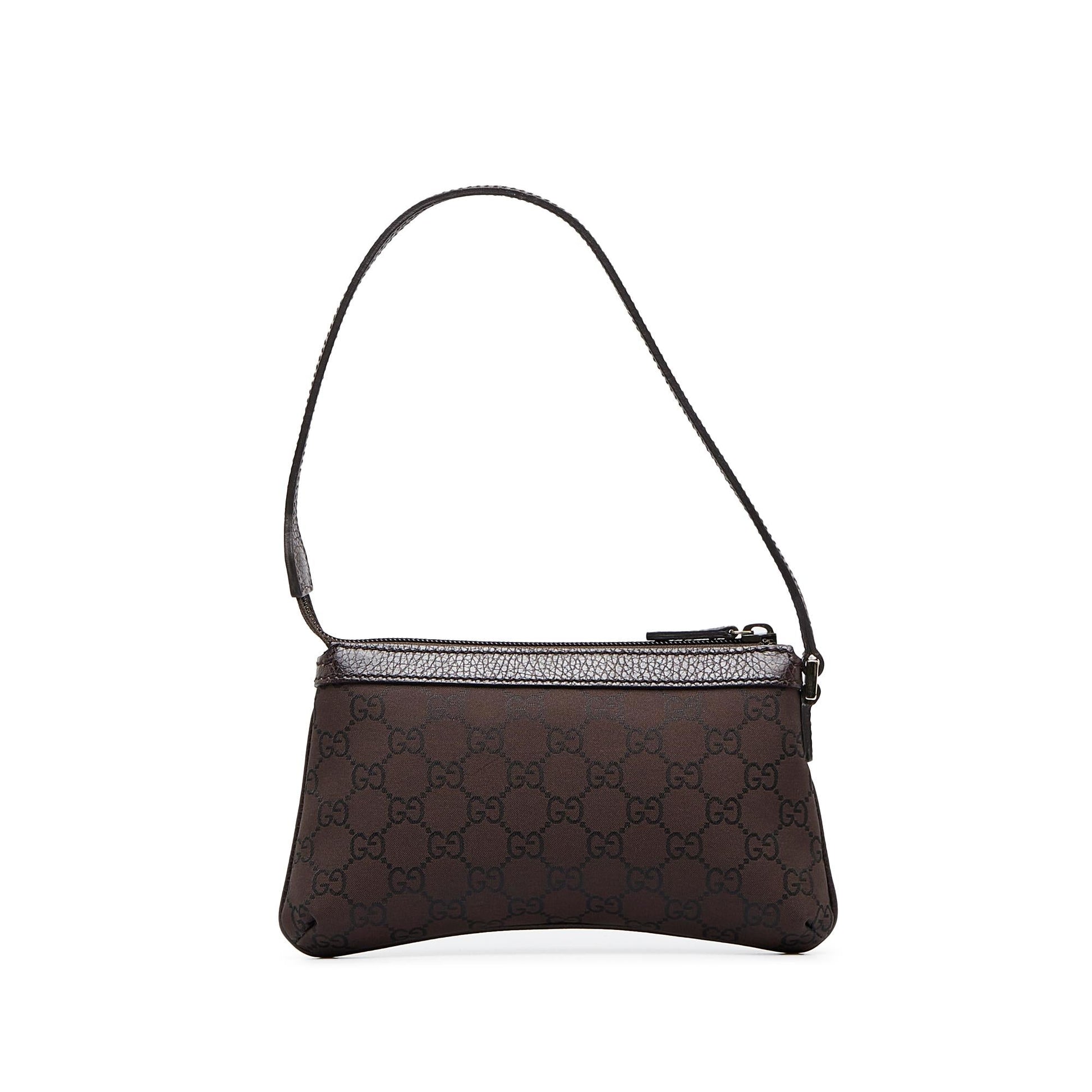 Gucci GG Baguette SHG-KyN01i Canvas Calf Brown Handbag