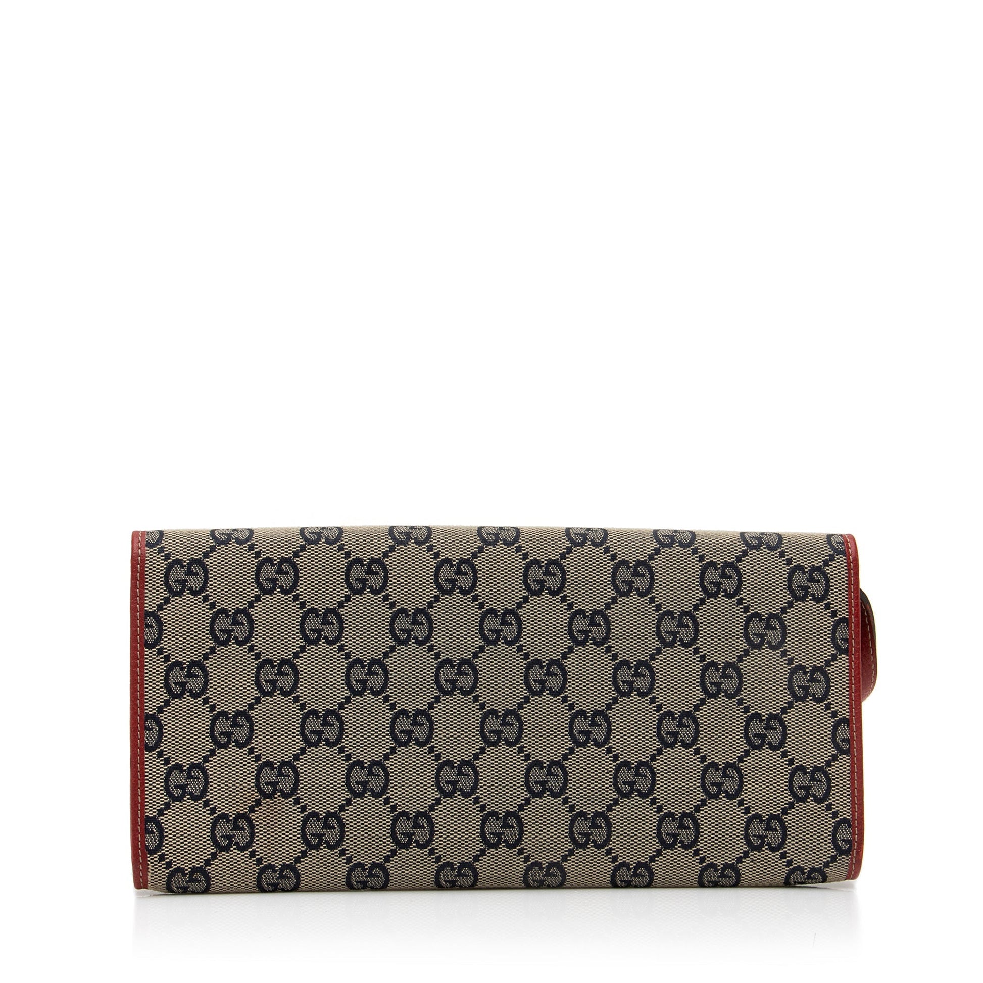 Gucci GG Bamboo Bar SHF Leather Canvas Blue Red Crossbody Bag