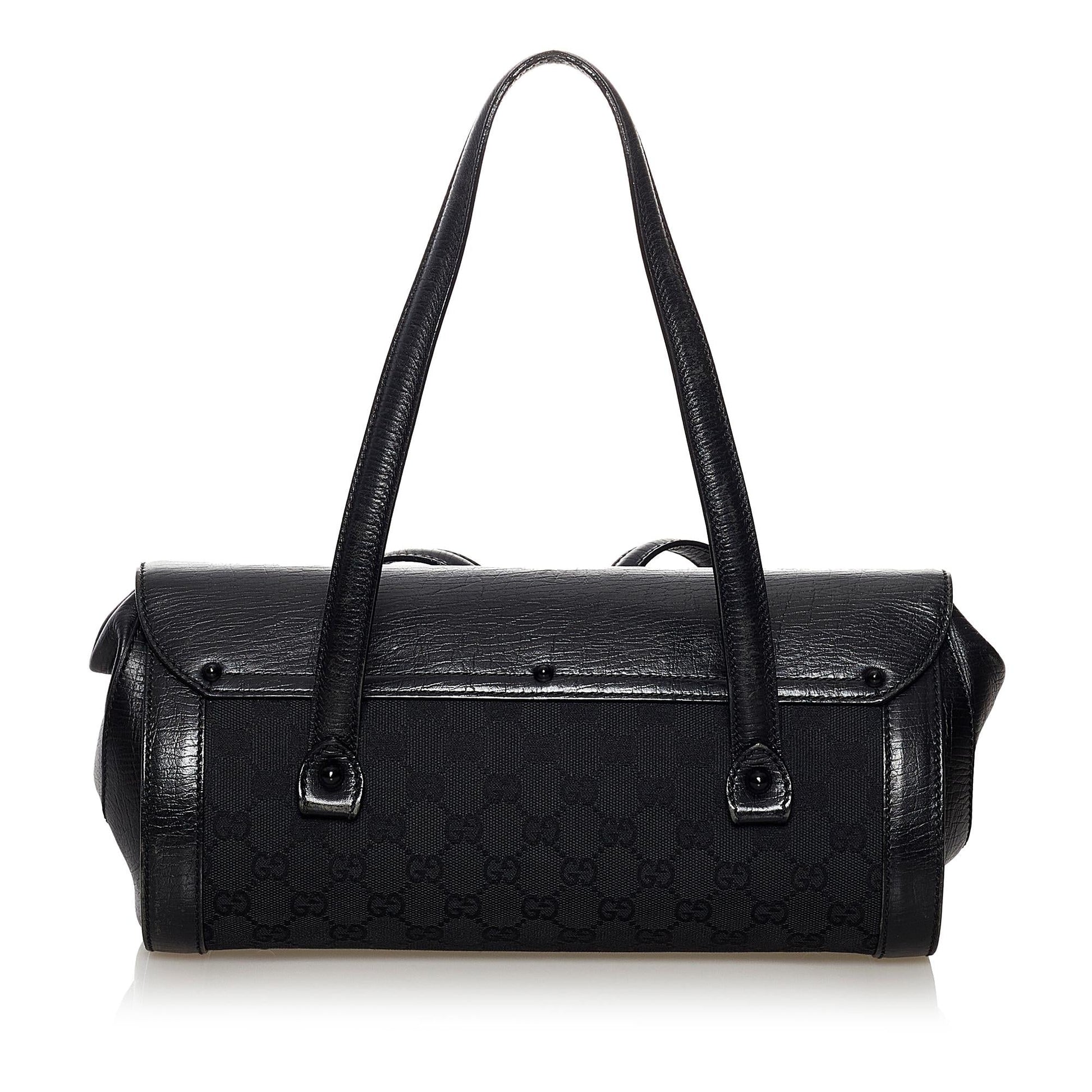 Gucci GG Bamboo Bullet SHG Canvas Black Shoulder Bag