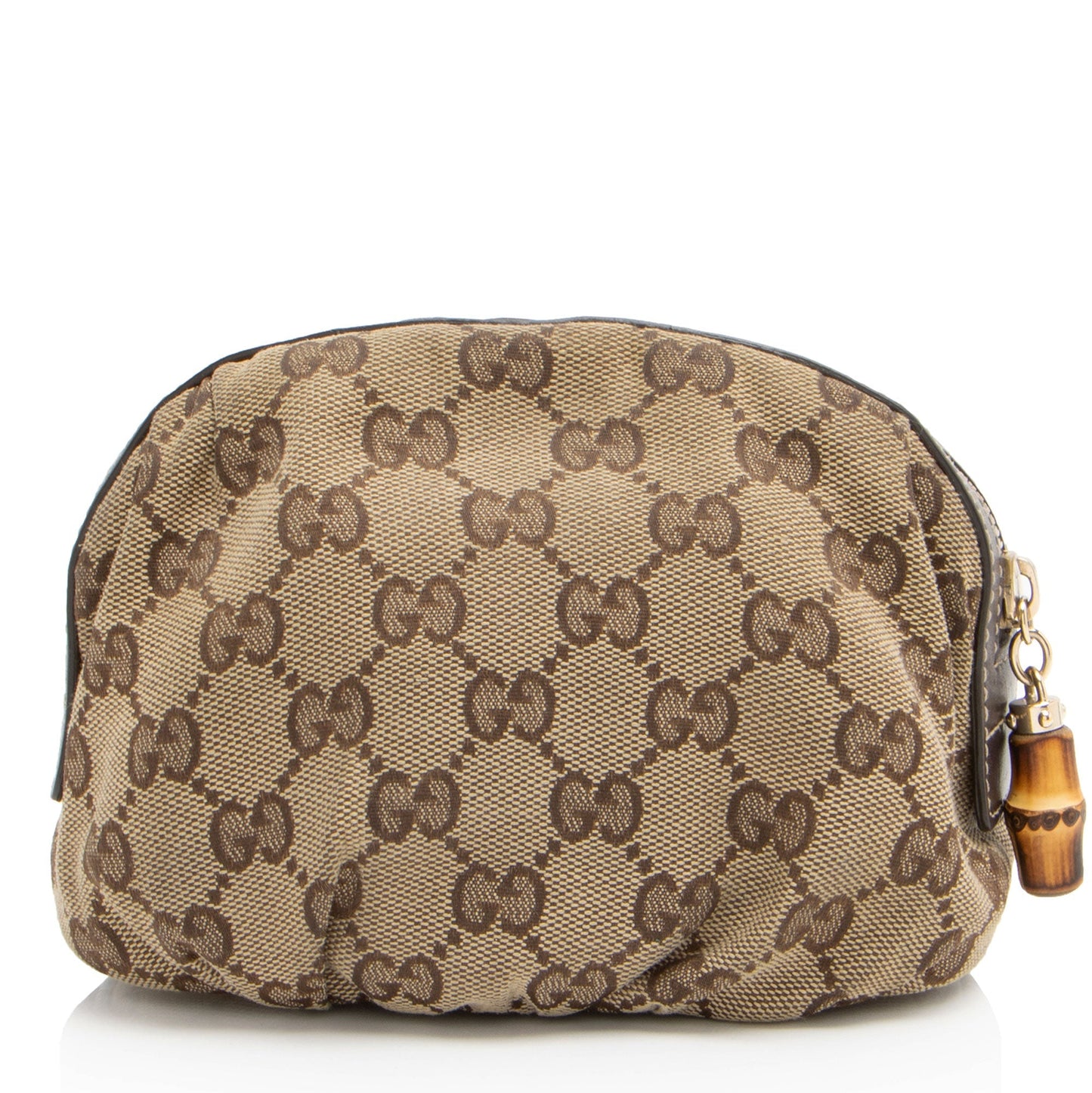 Gucci GG Bamboo Cosmetic SHF-h4kppf Leather Canvas Brown Beige Handbag