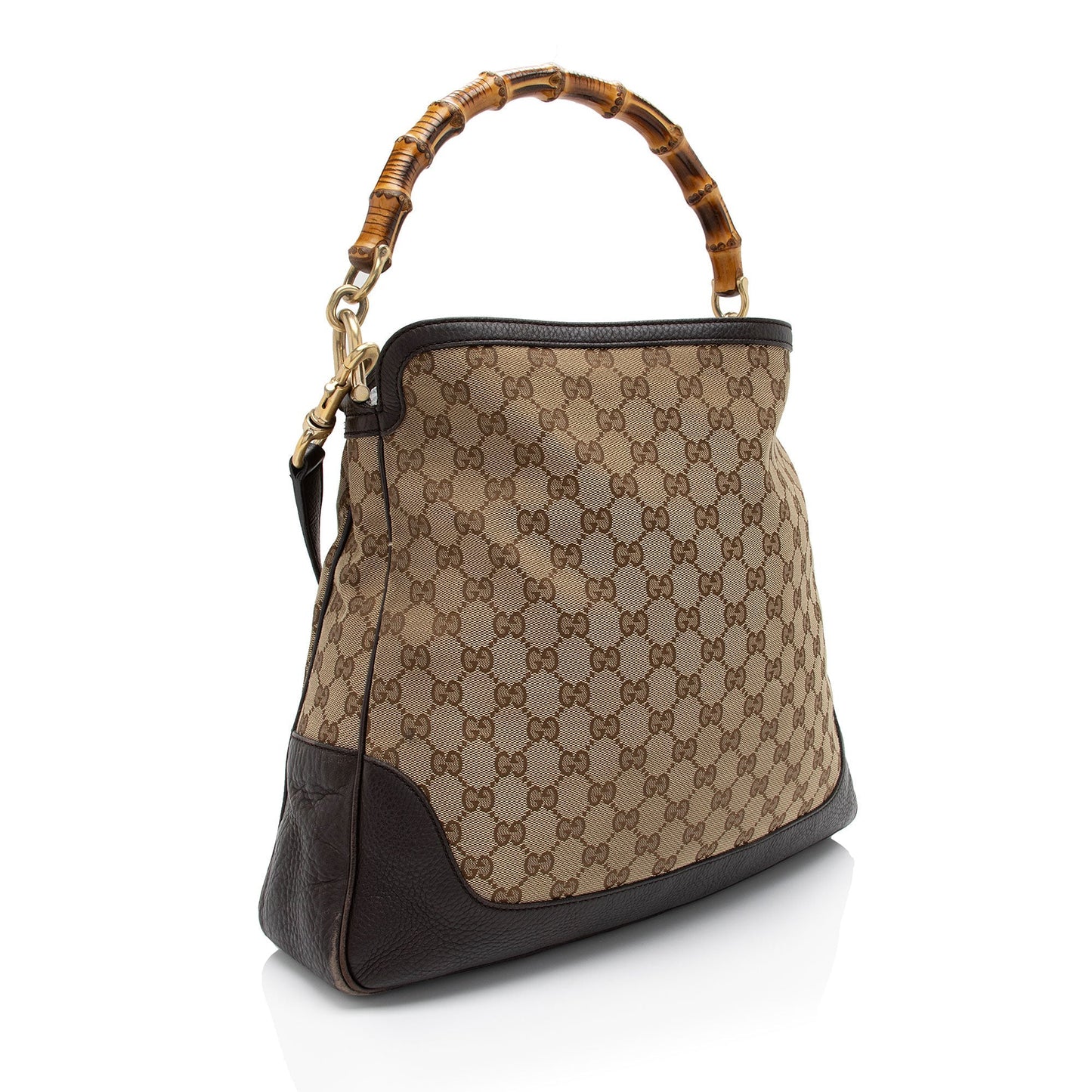 Gucci GG Bamboo Diana SHF-kZtmHw Leather Canvas Brown Beige Shoulder Bag