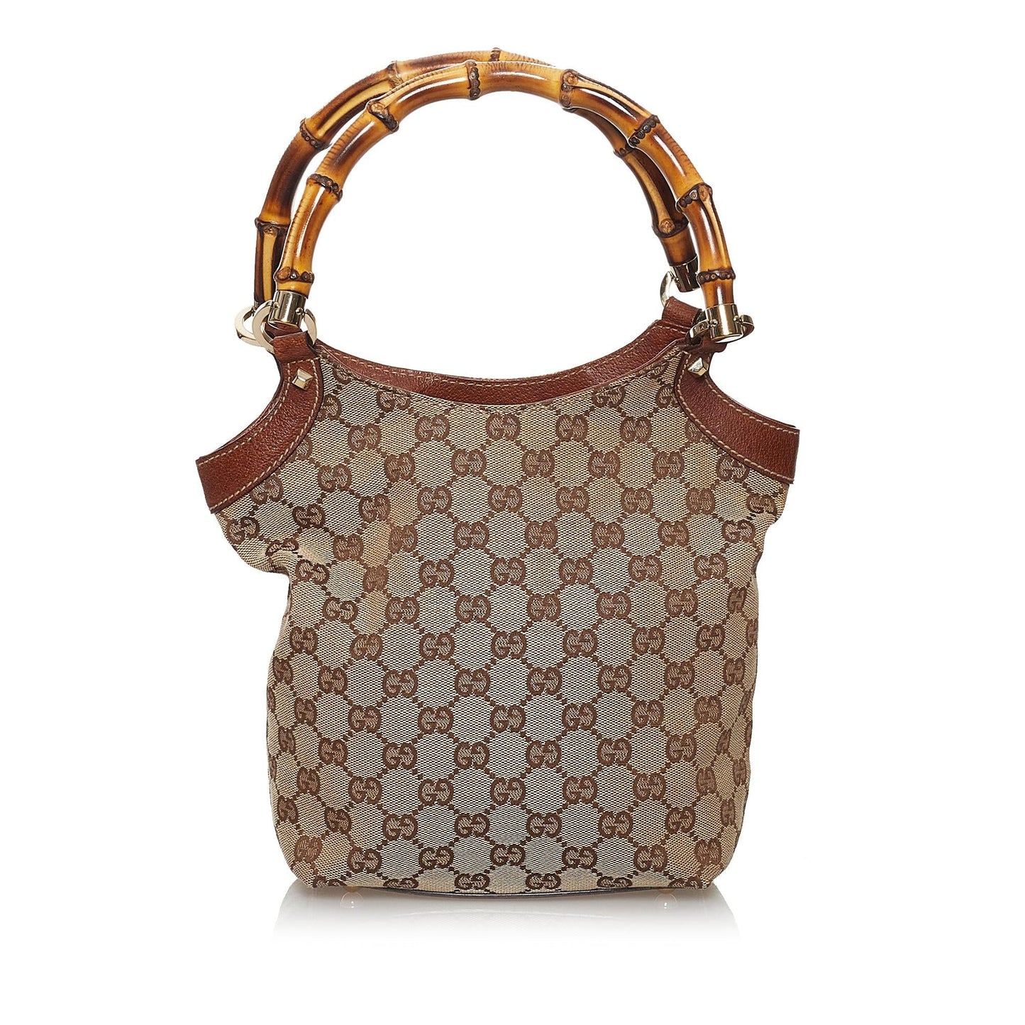 Gucci GG Bamboo SHG Canvas Brown Satchel Bag 3