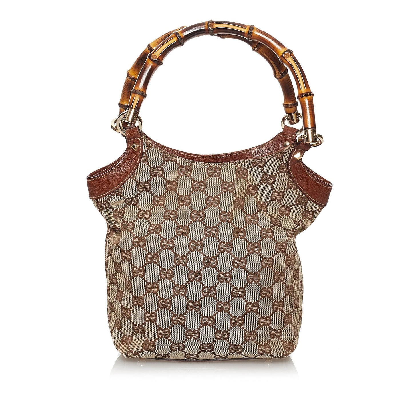 Gucci GG Bamboo SHG Canvas Brown Satchel Bag 3